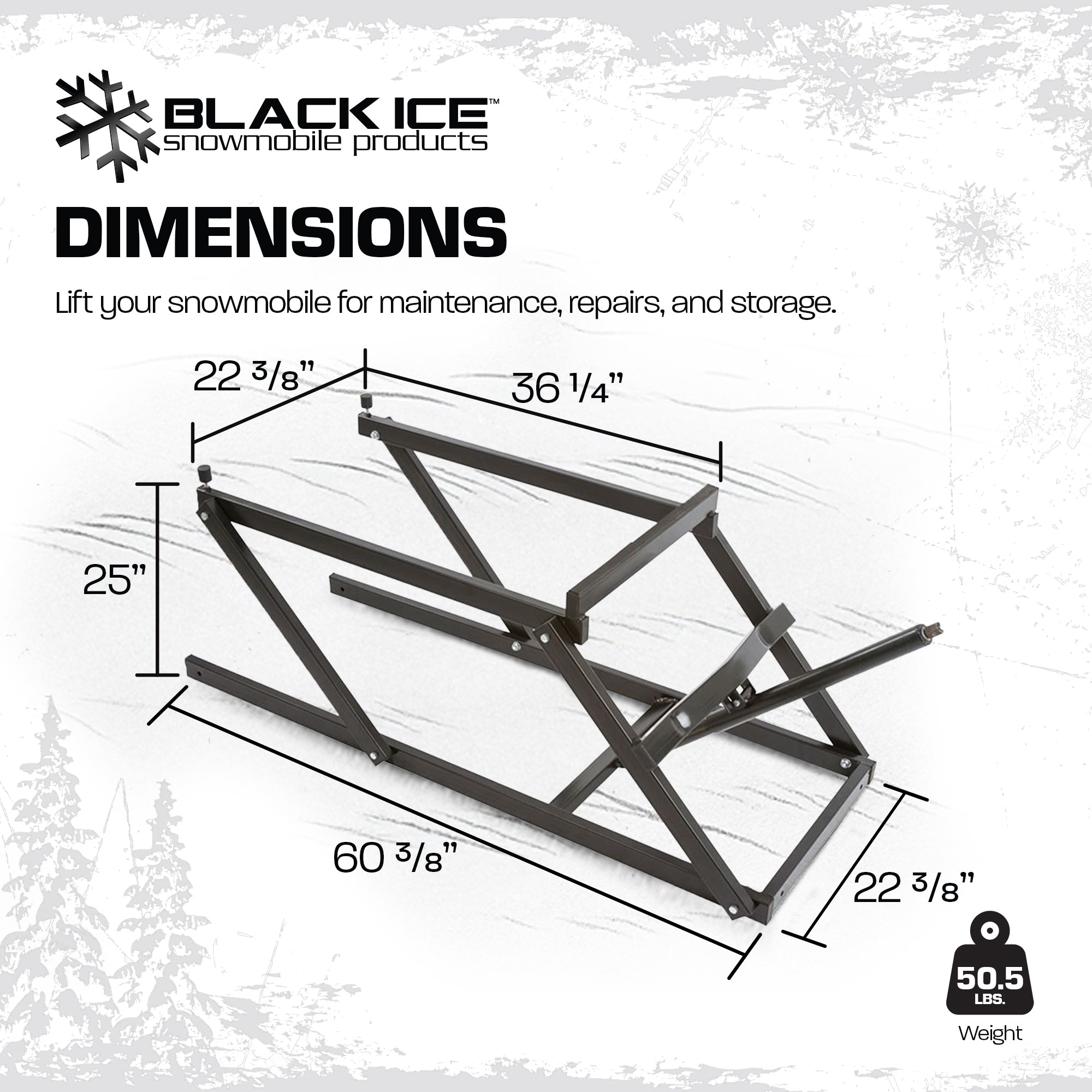 Black Ice Snowmobile Lift Jack w/Manual Hand Crank and 700lb Capacity (Open Box) - VMInnovations