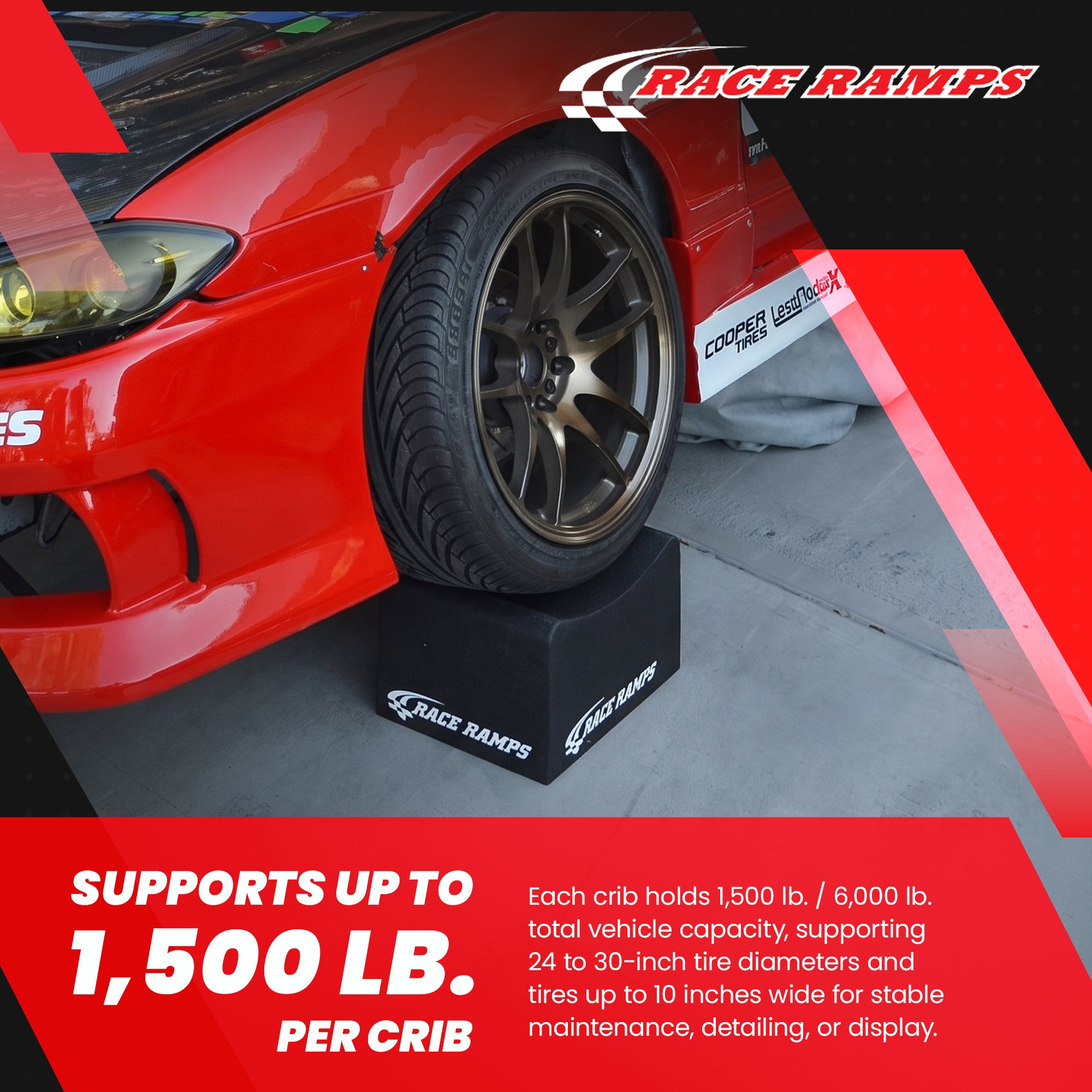 Race Ramps 10 Inch Wheel Cribs for Car Maintenance and Display, RR-WC-10, Black - VMInnovations
