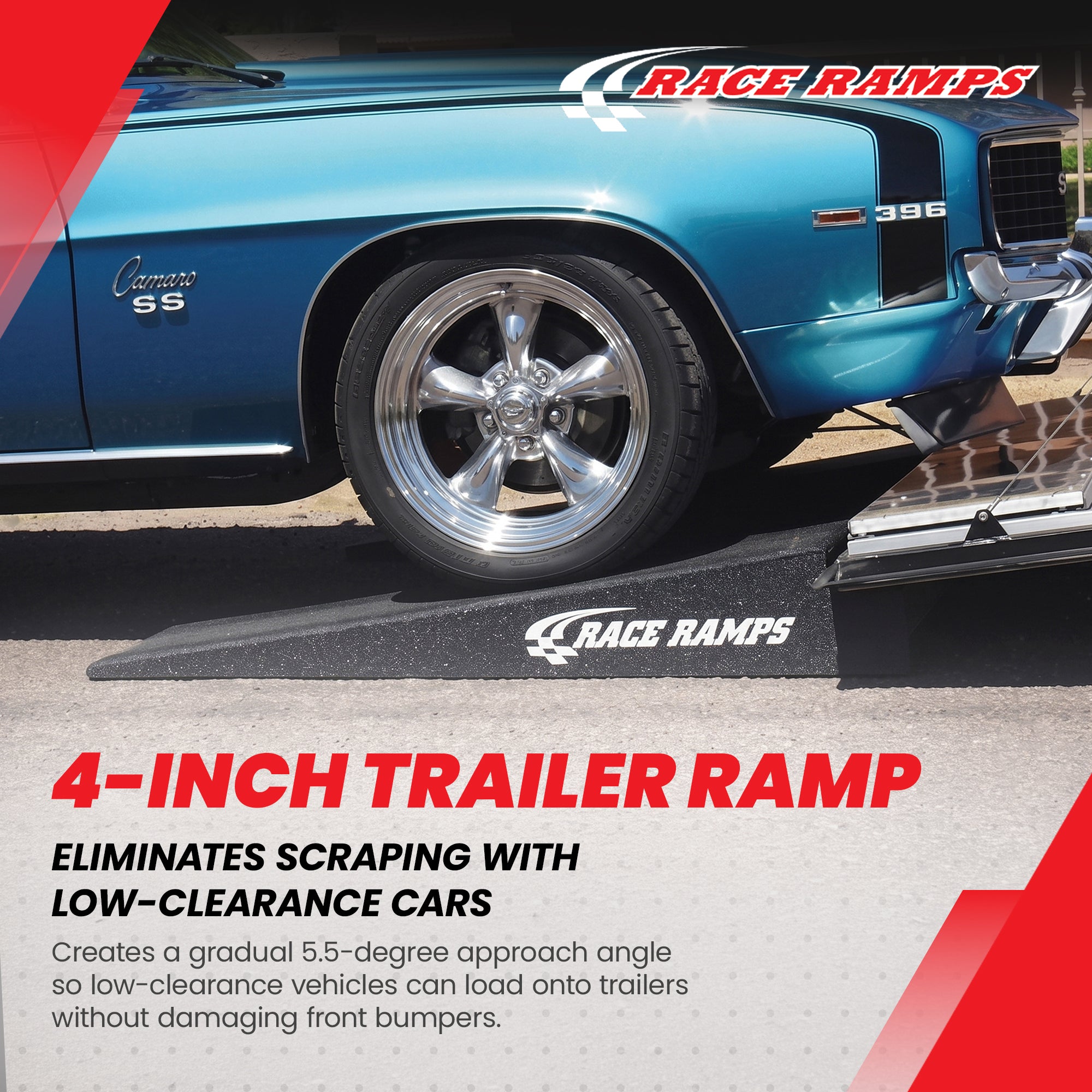 Race Ramps 4" Trailer Ramp Scratch Proof Lightweight Solid Core Design, RR-TR-4