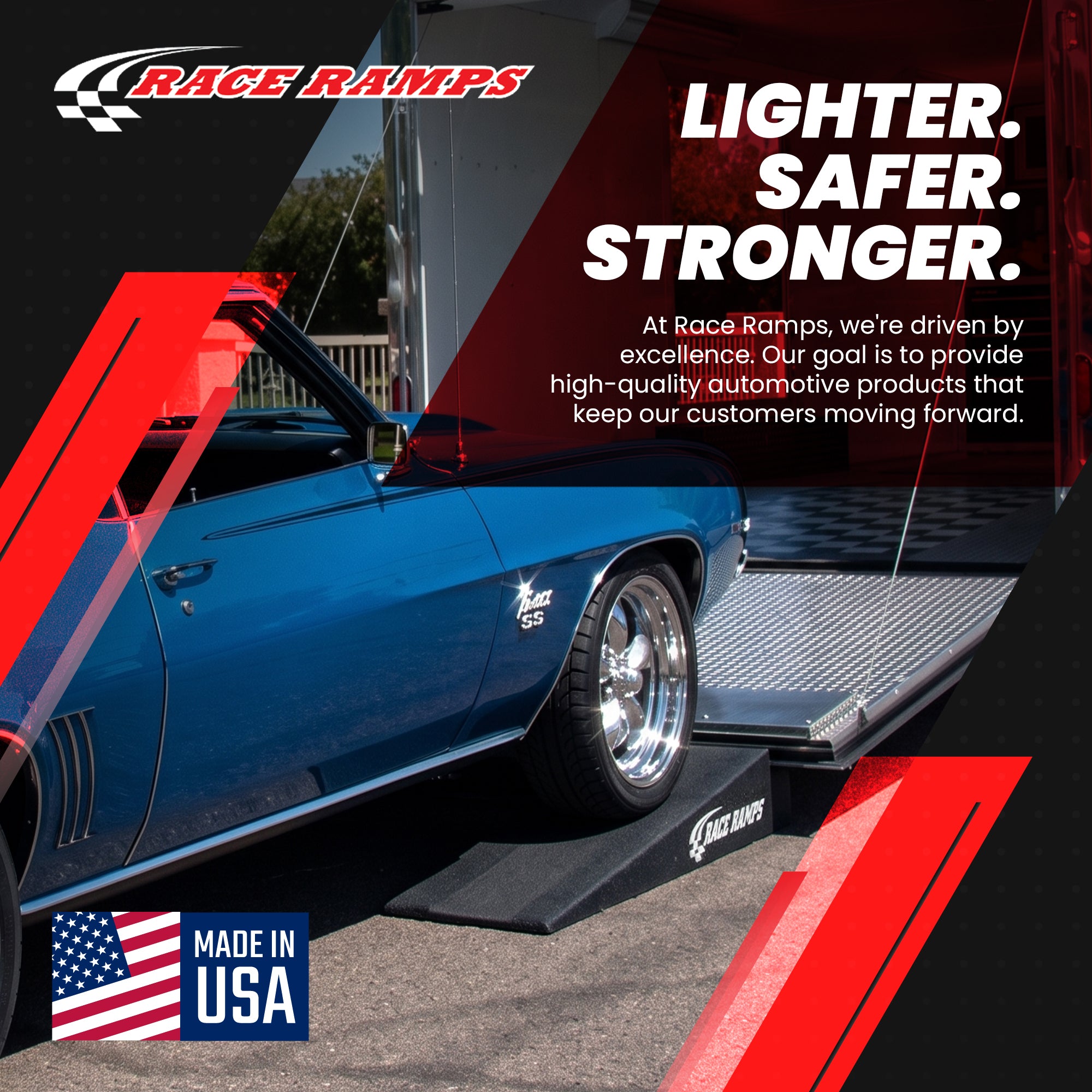 Race Ramps 4" Trailer Ramp Scratch Proof Lightweight Solid Core Design, RR-TR-4