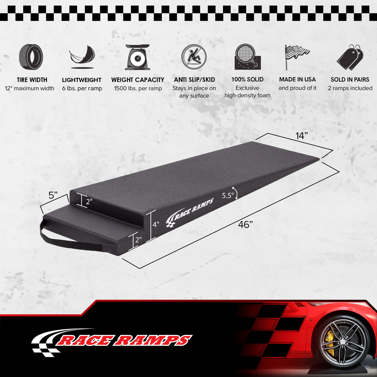 Race Ramps 4" Trailer Ramp Scratch Proof Lightweight Solid Core Design(Open Box) - VMInnovations