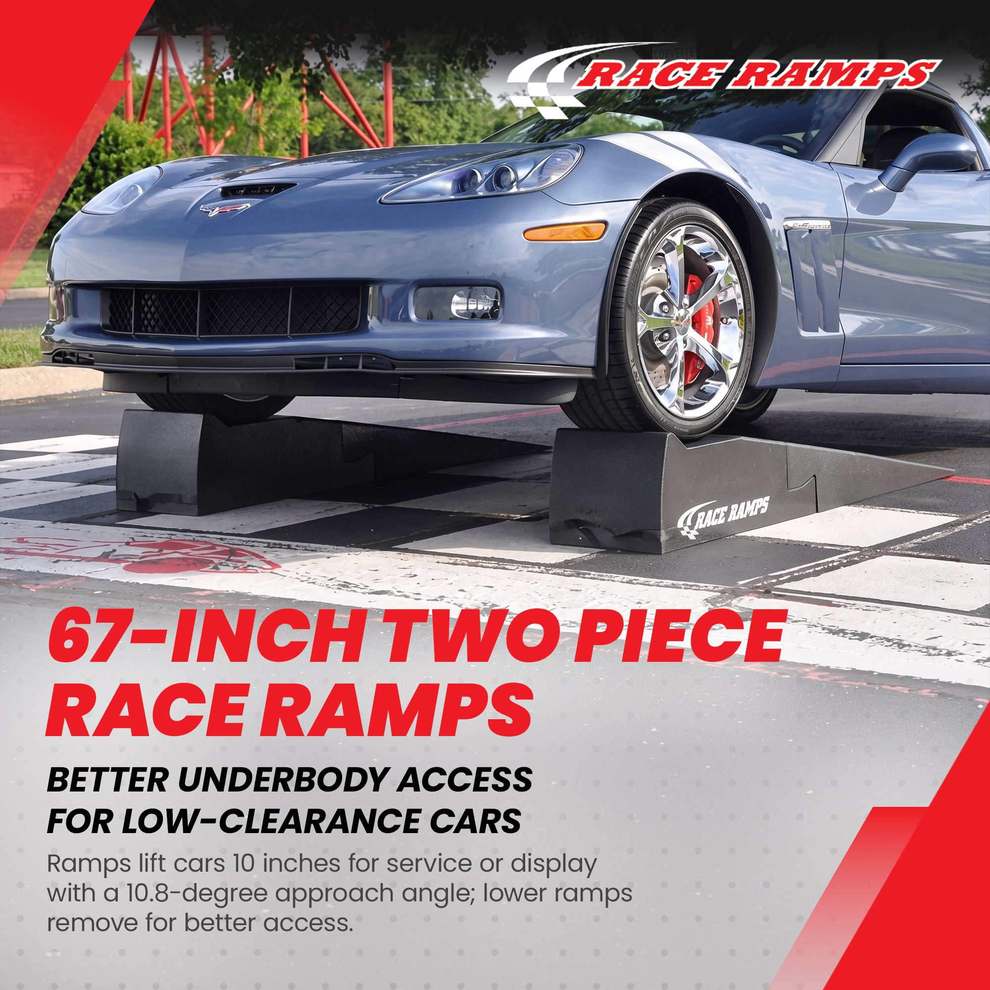 Race Ramps 2-Piece 67" XT Car Ramp, Tire Lift for Low Profile Vehicles, Set of 2