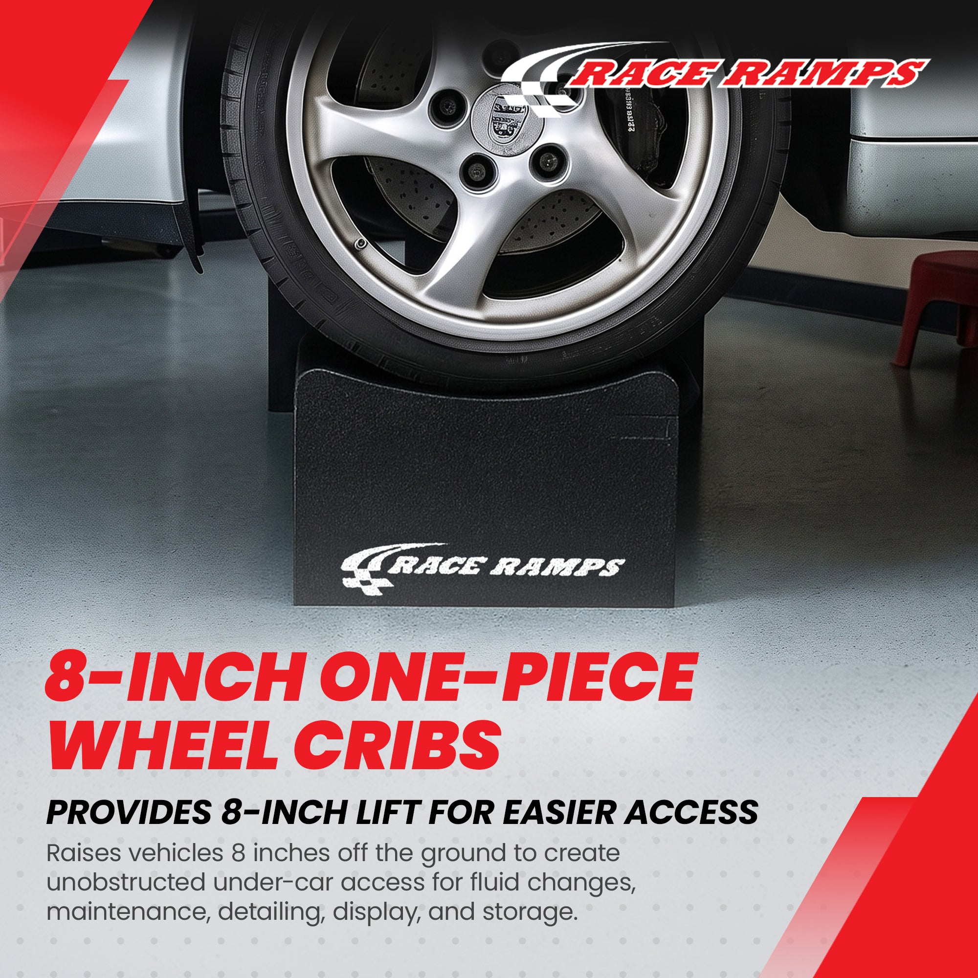 Race Ramps 8 Inch Wheel Cribs for Car Maintenance and Display, Black (Open Box) - VMInnovations