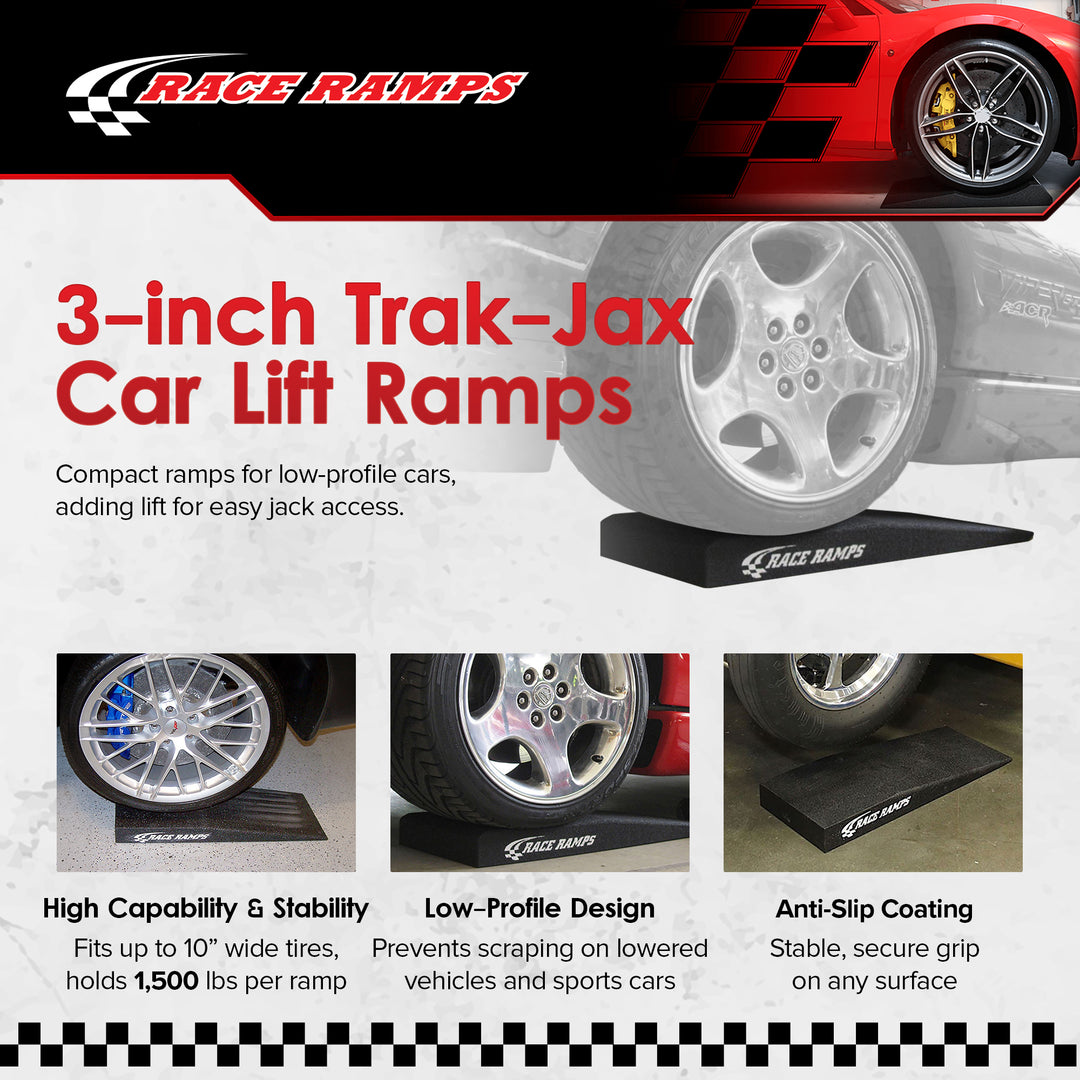 Race Ramps Trak-Jax Lightweight Car Lift Ramps Low Profile Vehicles RR-TJ, Black