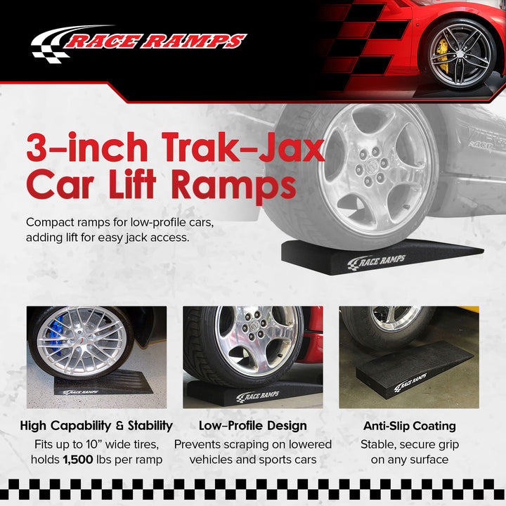 Race Ramps Trak-Jax Lightweight Car Lift Ramps Low Profile Vehicles RR-TJ, Black