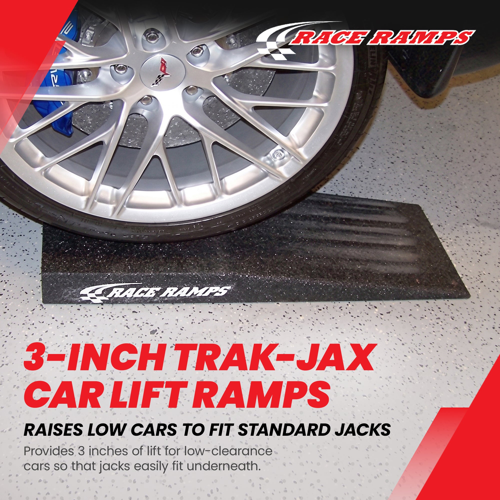 Race Ramps Trak-Jax Lightweight Car Lift Ramps Low Profile Vehicles RR-TJ, Black