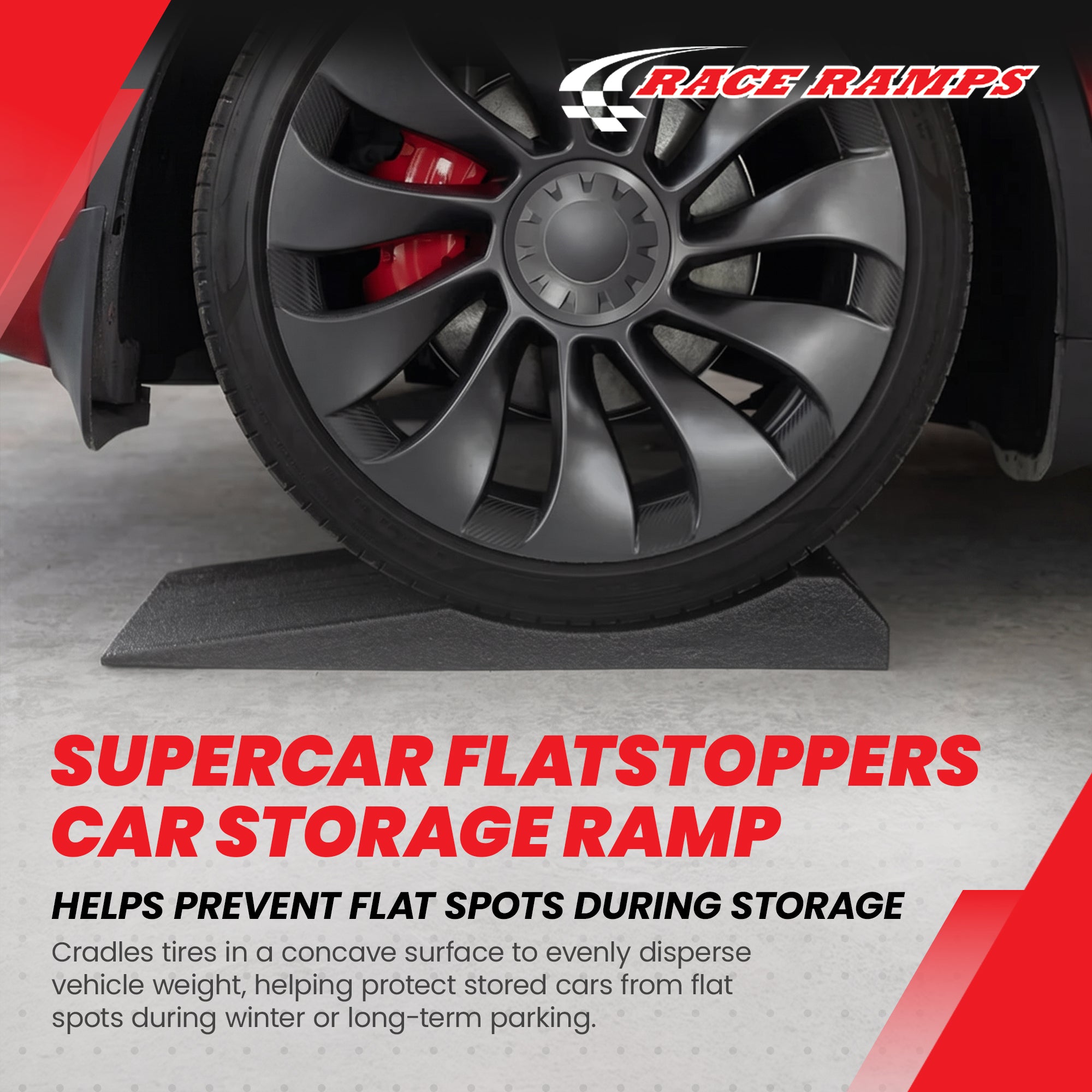 Race Ramps Supercar FlatStoppers, Tire Car Ramps for Storage, 16" Wide, Set of 4 - VMInnovations