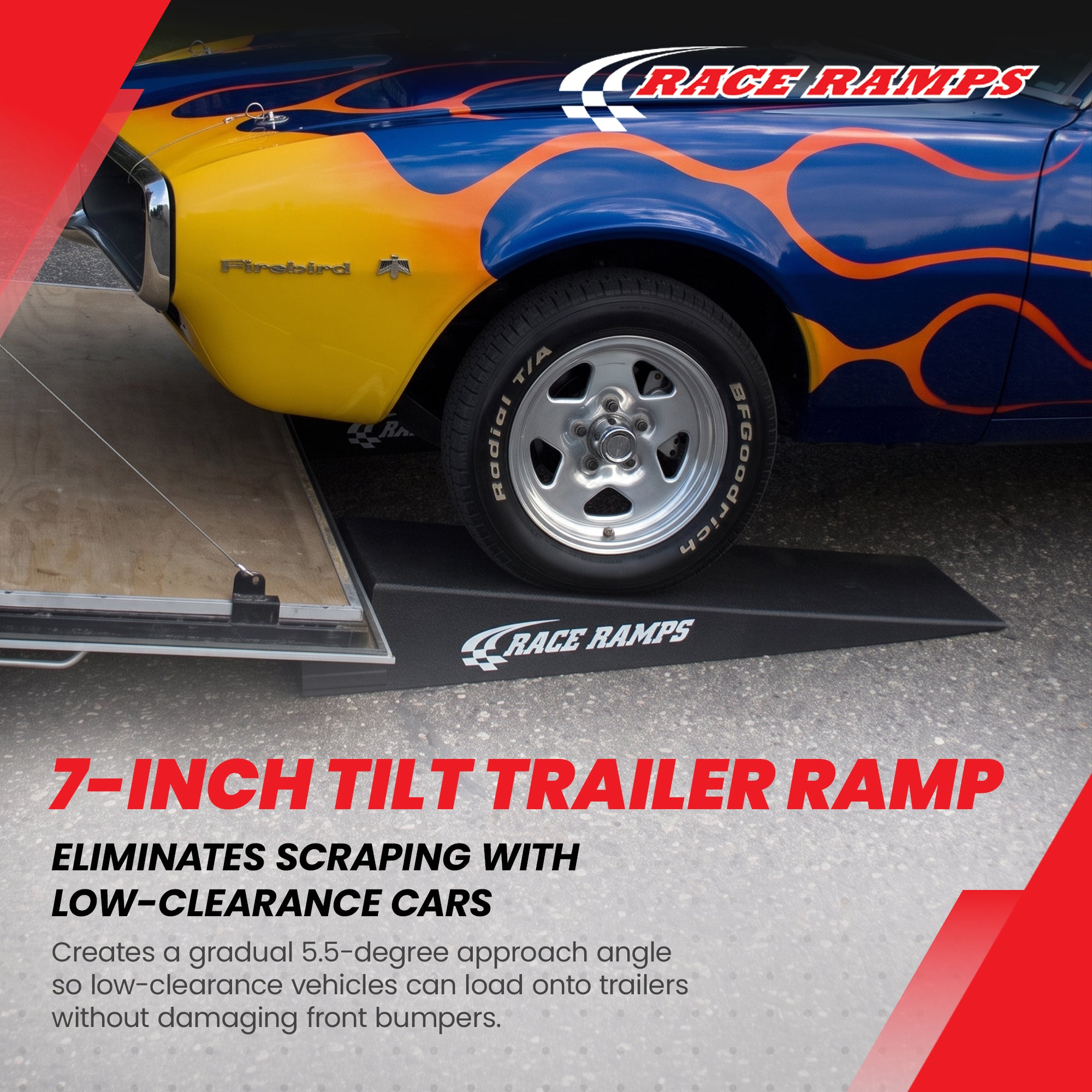 Race Ramps 7" Tilt Trailer Ramp Scratch Proof Lightweight Solid Core, RR-TR-7-TT - VMInnovations