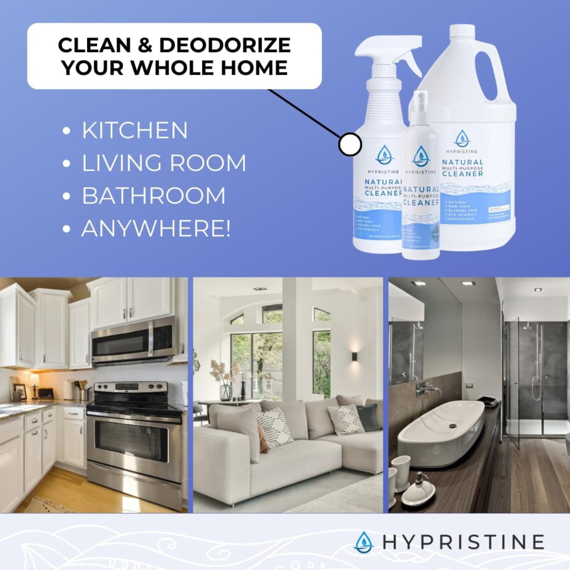 Hypristine Natural Multipurpose Surface Cleaner, 32oz Spray & 4 1 Gallon Bottles - VMInnovations