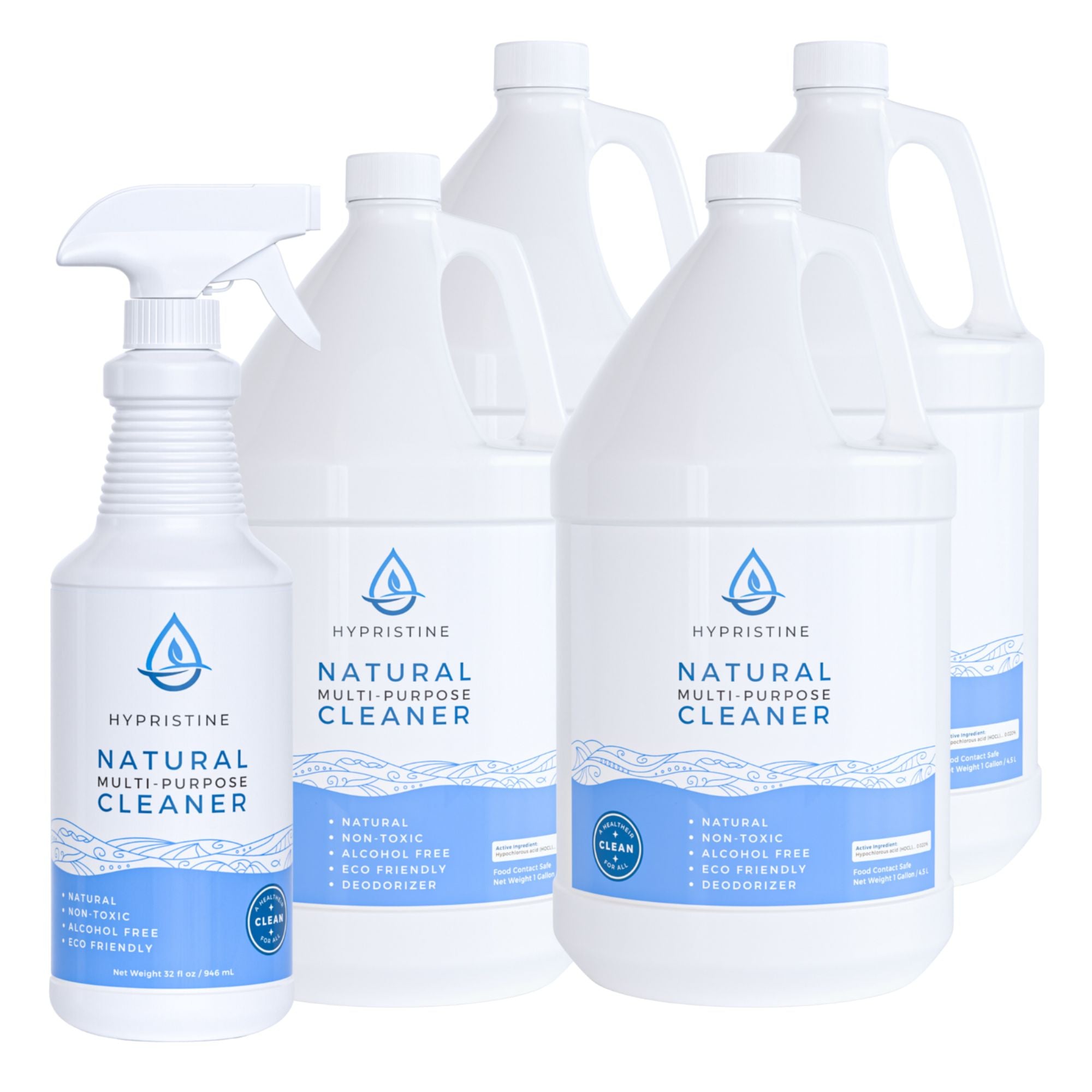 Hypristine Natural Multipurpose Surface Cleaner, 32oz Spray & 4 1 Gallon Bottles - VMInnovations