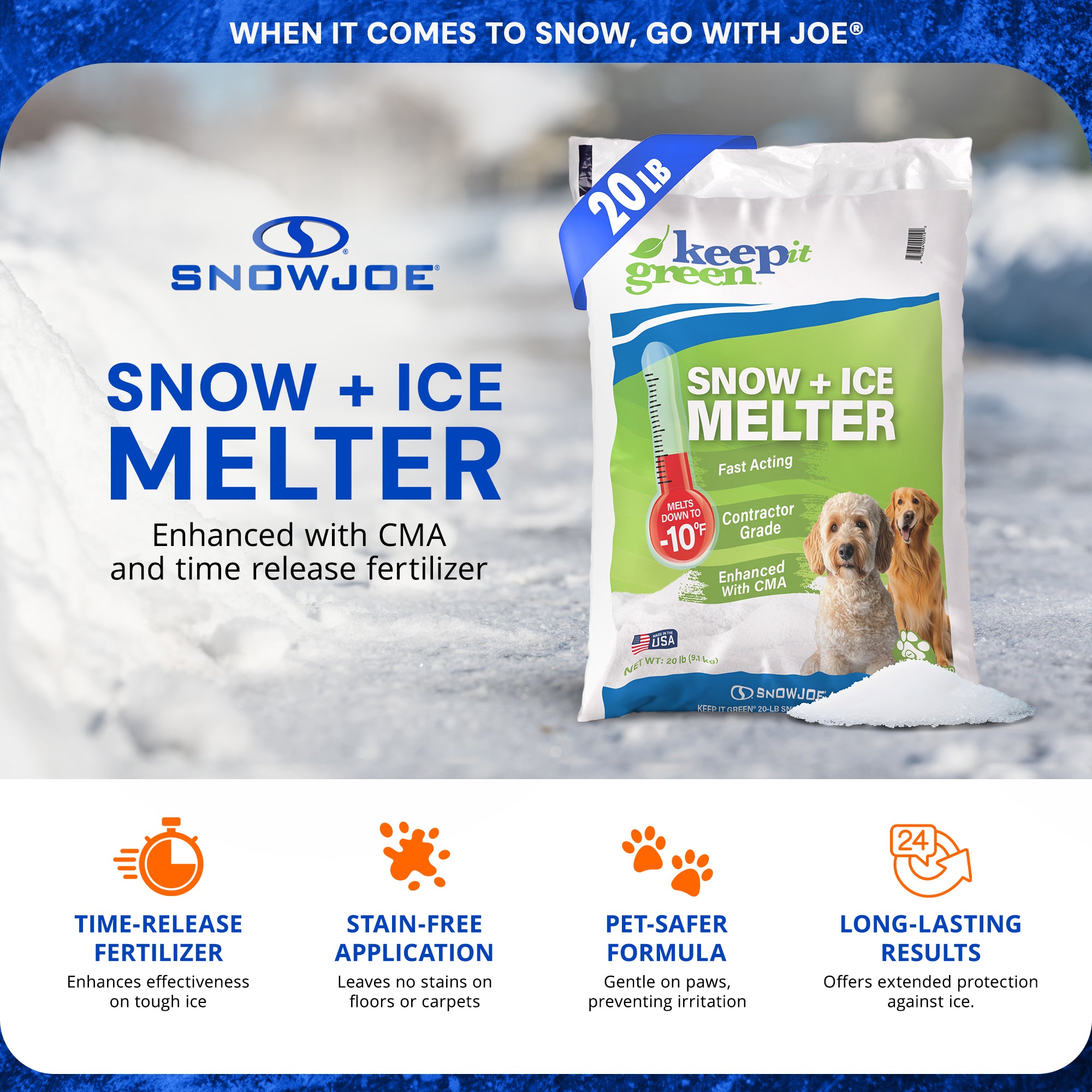 Snow Joe Keep It Green Snow & Ice Melter, Salt Pellets with Green Tint - 20 Lb Bag - Ice Remover for Driveway, Concrete, Sidewalk, and Outdoor Spaces - VMInnovations