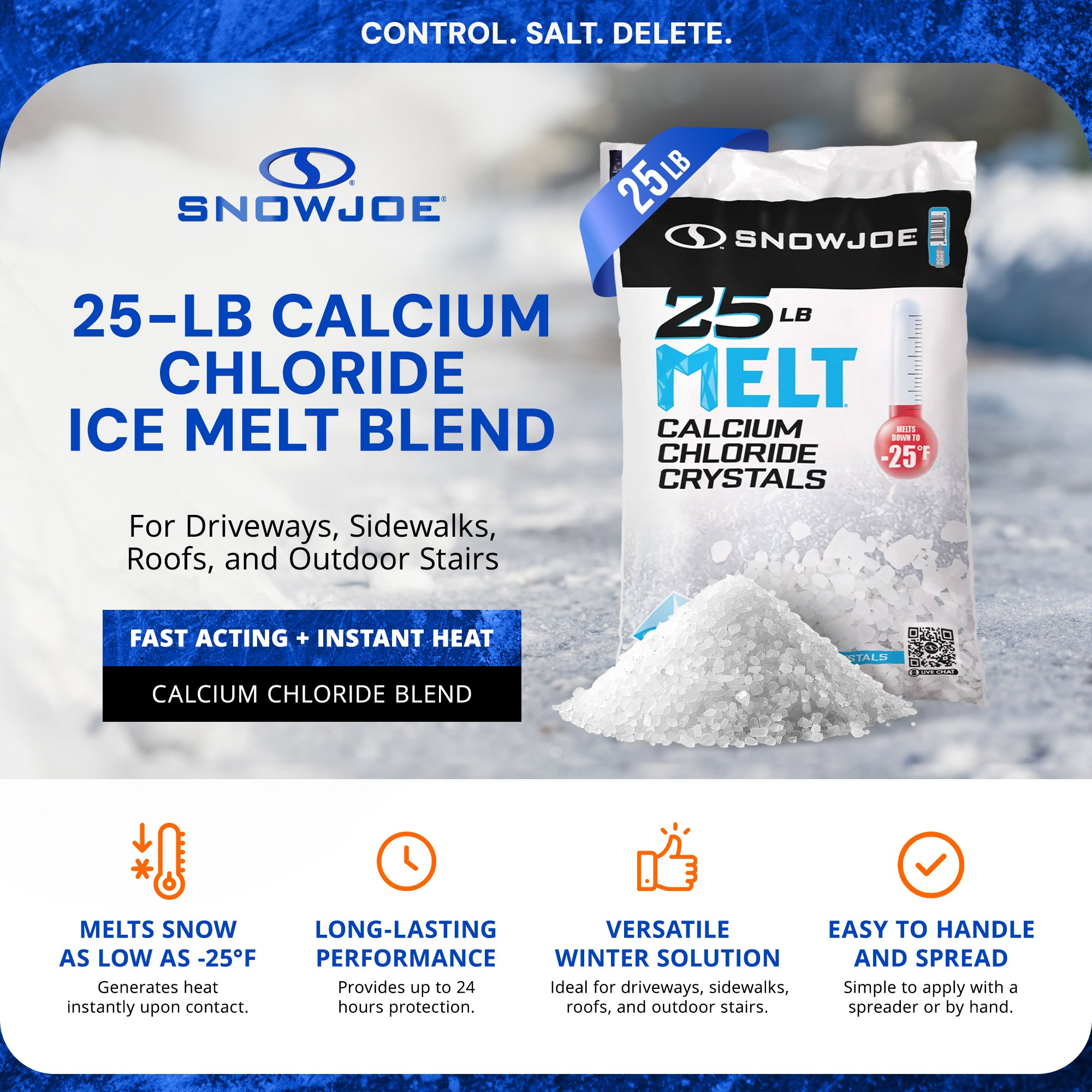 Snow Joe Melt 2 Go Crystal Snow & Ice Melt Salt for Sidewalk, 25 Lb - VMInnovations