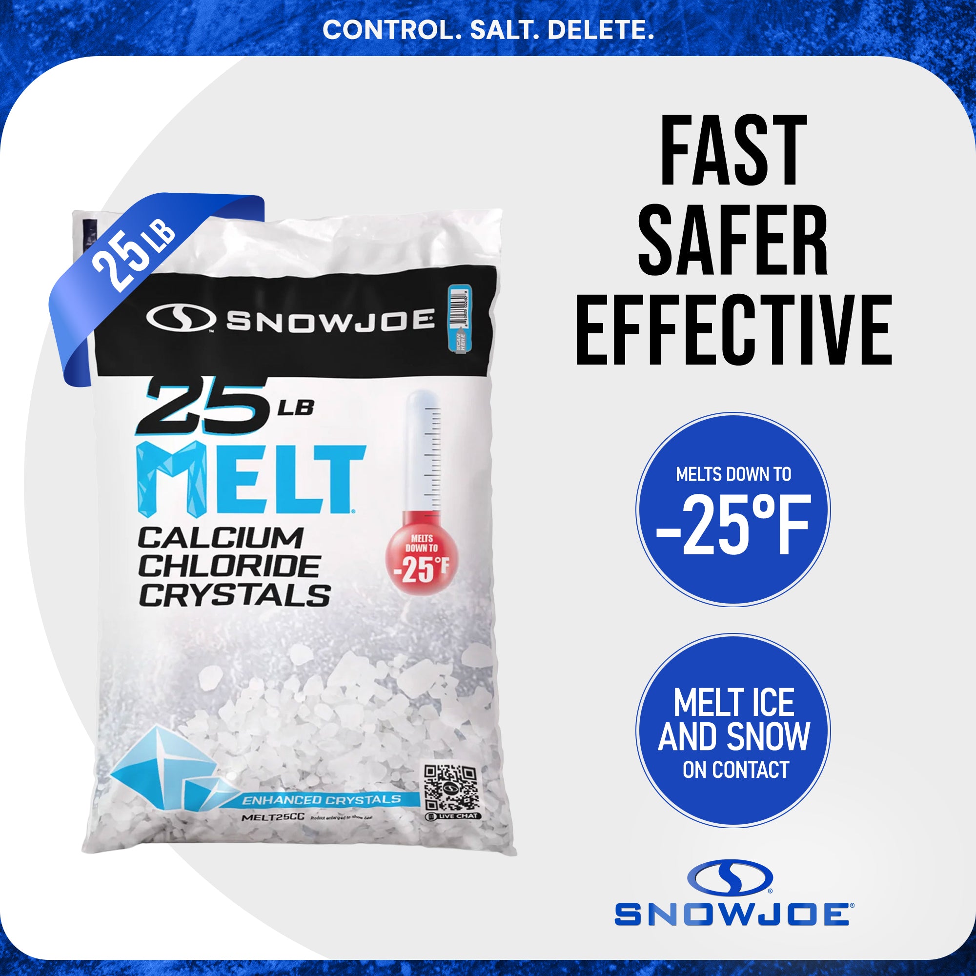 Snow Joe Melt 2 Go Crystal Snow & Ice Melt Salt for Sidewalk, 25 Lb