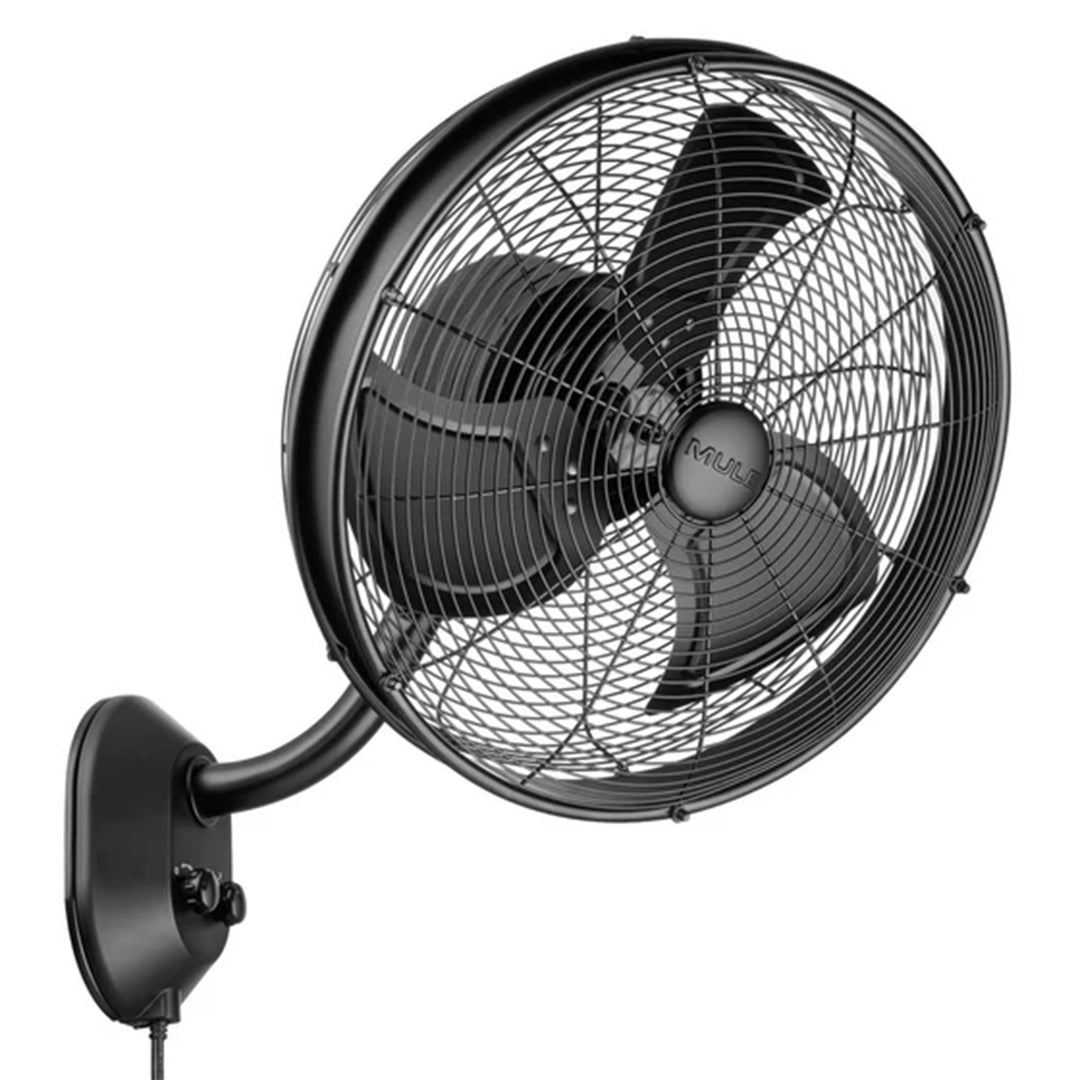 Mule 18" KWIK Install Wall Mount Outdoor Oscillating Wet Rated Fan, Matte Black - VMInnovations