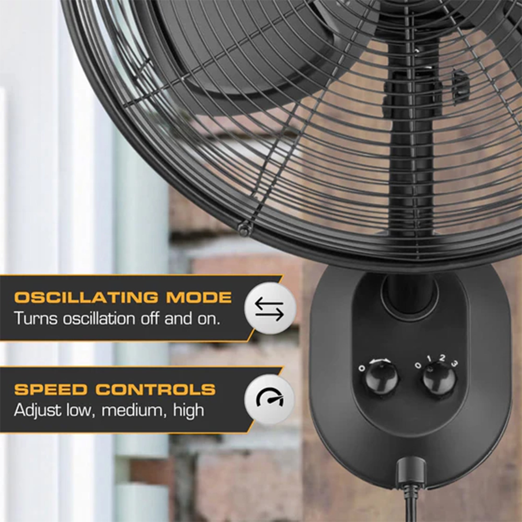 Mule 18" KWIK Install Wall Mount Outdoor Oscillating Wet Rated Fan, (Used)