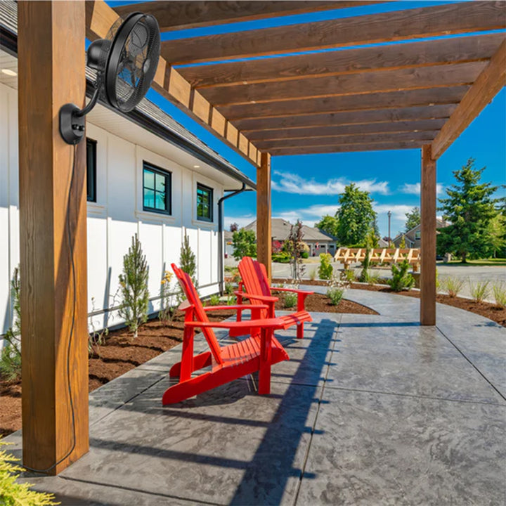 Mule 18" KWIK Install Wall Mount Outdoor Oscillating Wet Rated Fan, Matte Black - VMInnovations