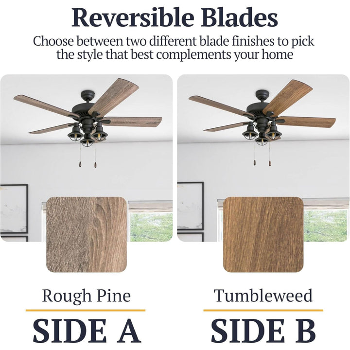 Prominence Home 52 Inch Ennora LED Ceiling Fan with Light and 5 Blades, Bronze - VMInnovations