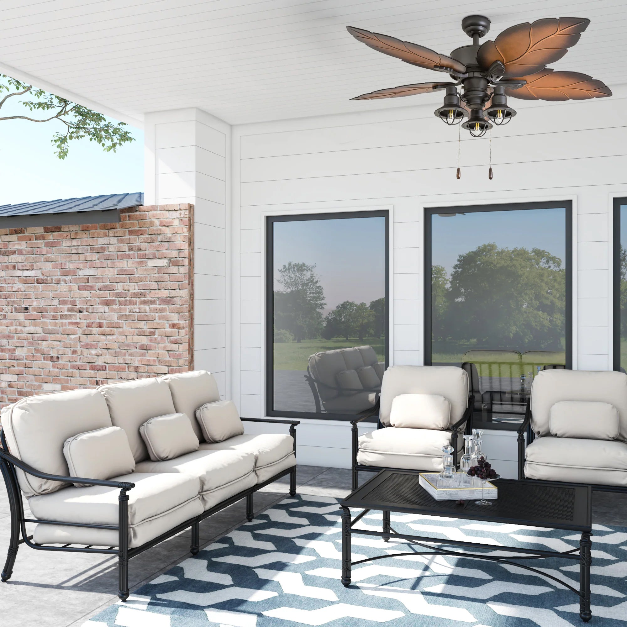 Prominence Home 3 Pack Ocean Crest 52" Tropical IndoorOutdoor Ceiling Fan Bronze