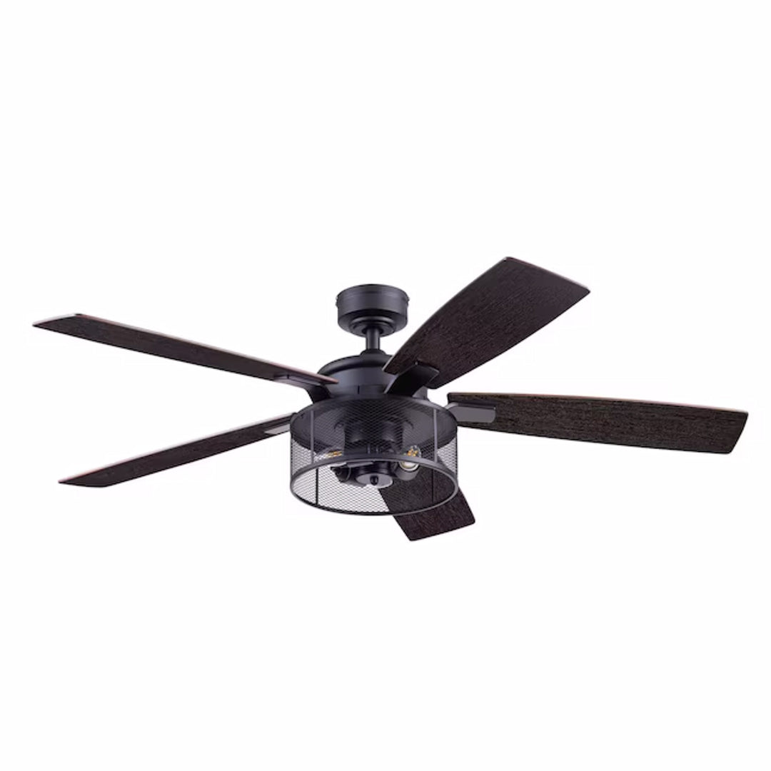 Honeywell Carnegie Ceiling Fan, Quiet Motor and Remote Control, 52", Matte Black - VMInnovations