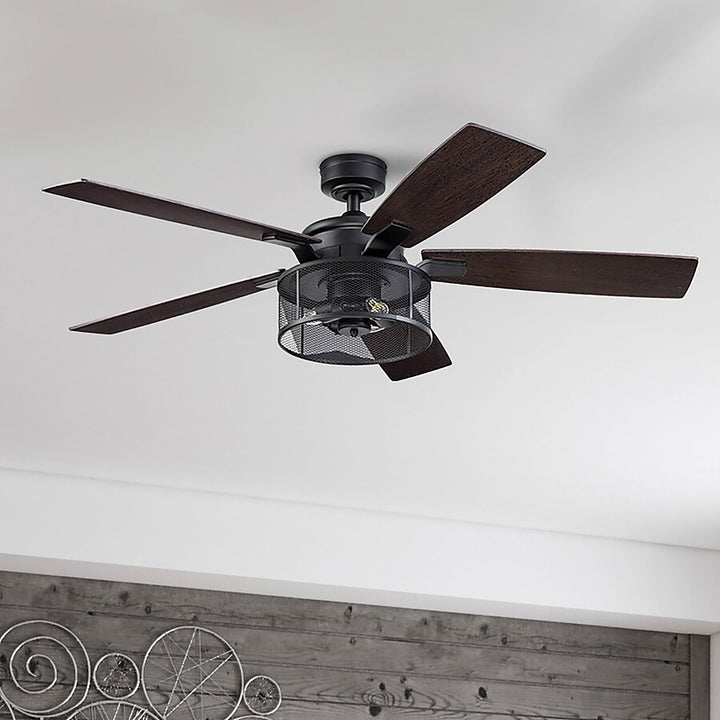 Honeywell Carnegie Ceiling Fan, Quiet Motor and Remote Control, 52", Matte Black - VMInnovations