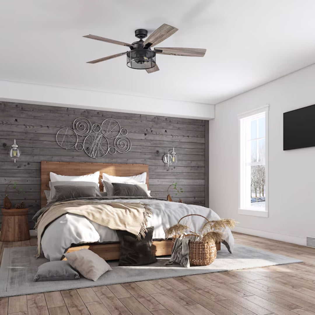 Honeywell Carnegie Ceiling Fan, Quiet Motor and Remote Control, 52", Matte Black - VMInnovations