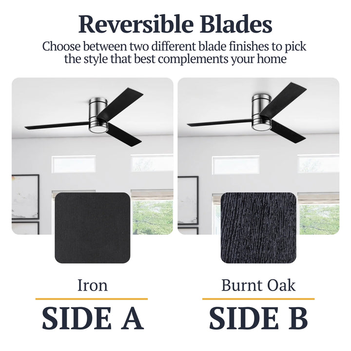Prominence Home 52" Ceiling Fan, LED Light, Remote, Flush Mount, Espy, Gun Metal - VMInnovations