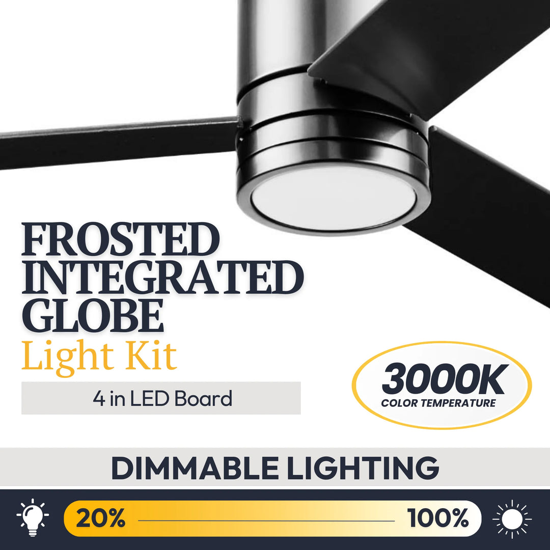 Prominence Home 52" Ceiling Fan, LED Light, Remote, Flush Mount, Espy, Gun Metal - VMInnovations