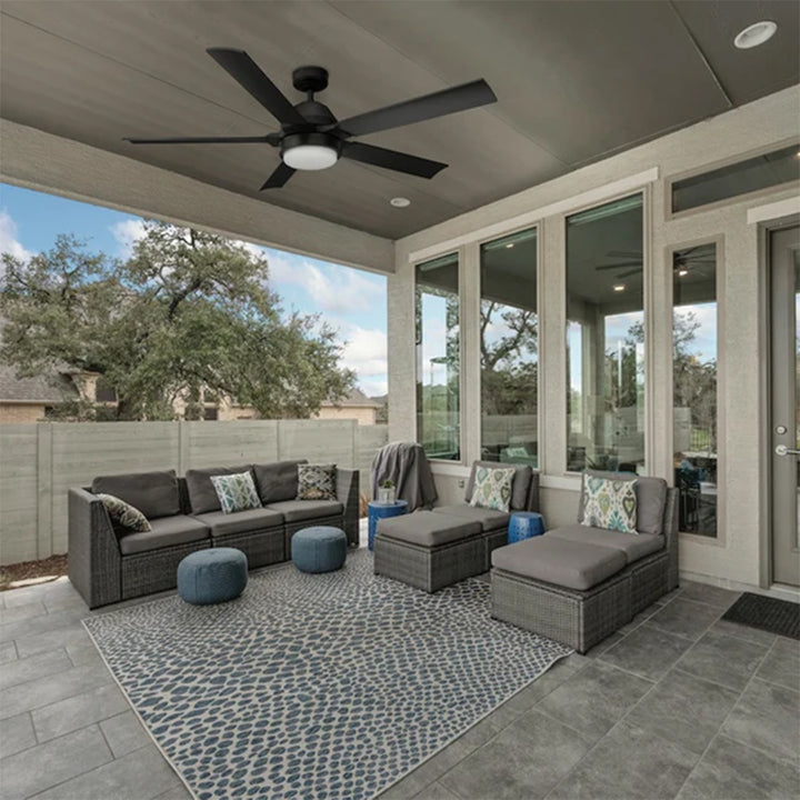 Mule 54 Inch Outdoor Ceiling Fan with Light, Remote Control and 5 Blades, Black - VMInnovations