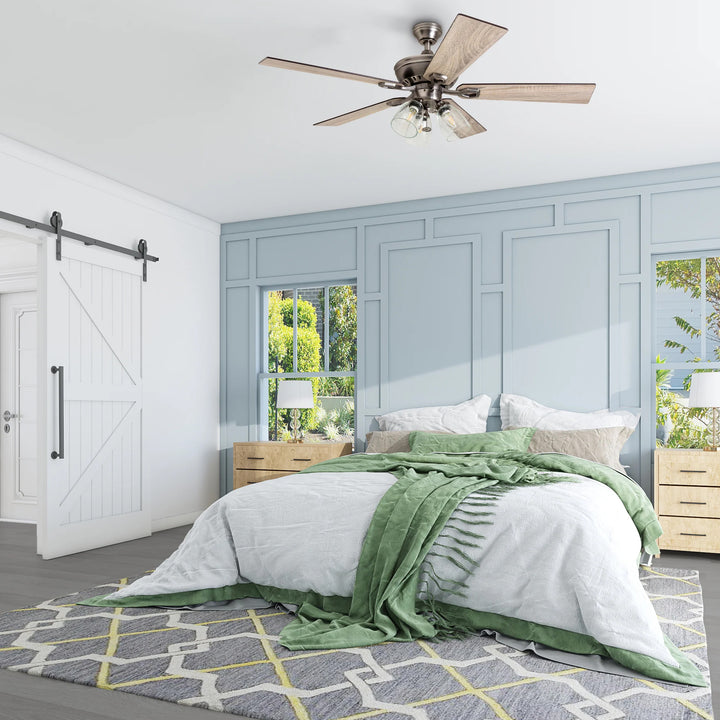 Prominence Home 52 Inch Farmhouse LED Ceiling Fan with Light, Antique Pewter - VMInnovations
