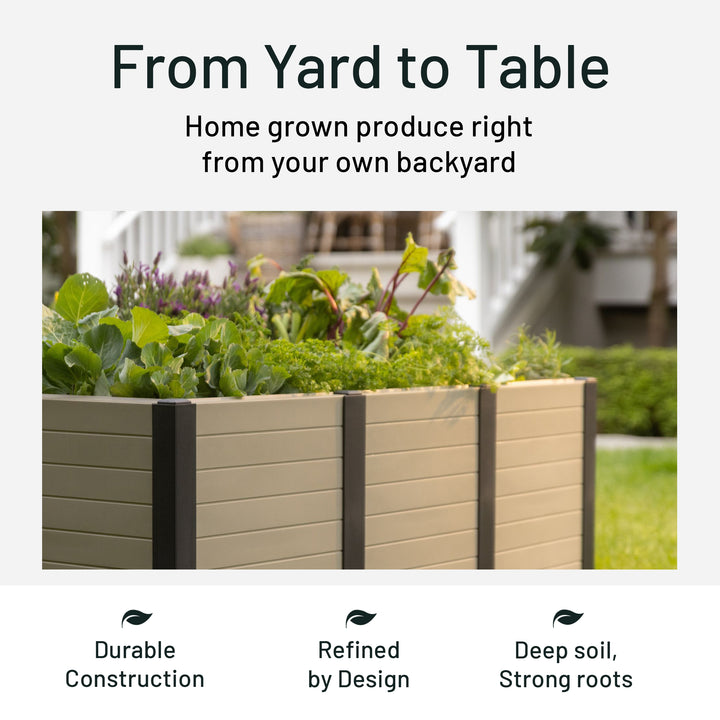 Tierra Verde 48-Inch x 48-Inch Raised Garden Bed for Patios or Decks, Khaki - VMInnovations