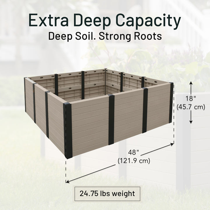 Tierra Verde 48-Inch x 48-Inch Raised Garden Bed for Patios or Decks, Khaki - VMInnovations