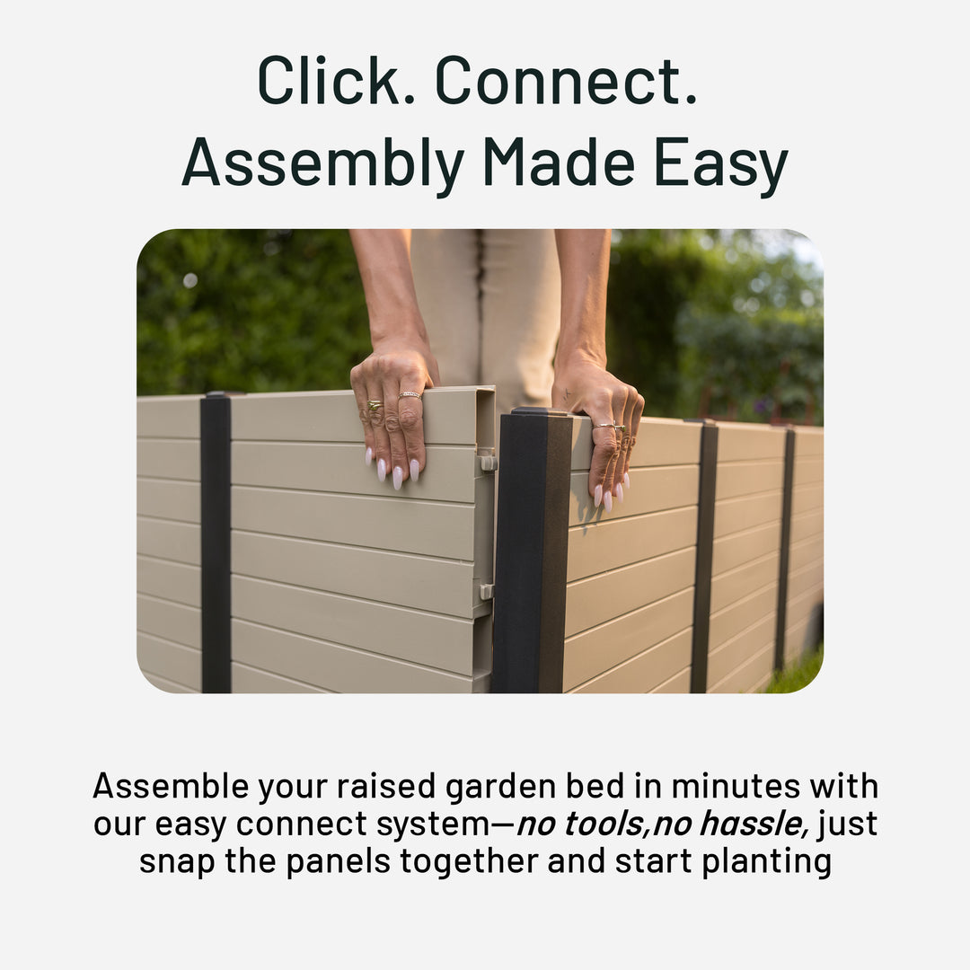 Tierra Verde 48-Inch x 48-Inch Raised Garden Bed for Patios or Decks, Khaki - VMInnovations
