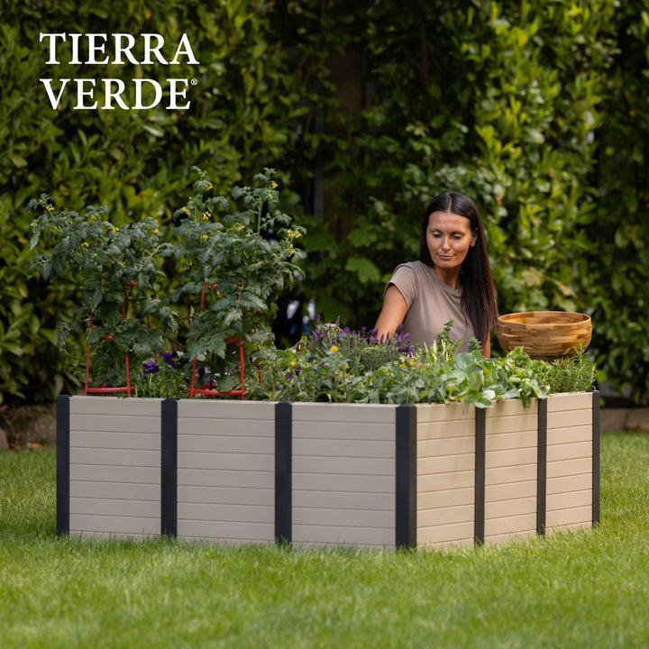 Tierra Verde 48-Inch x 48-Inch Raised Garden Bed for Patios or Decks, Khaki - VMInnovations