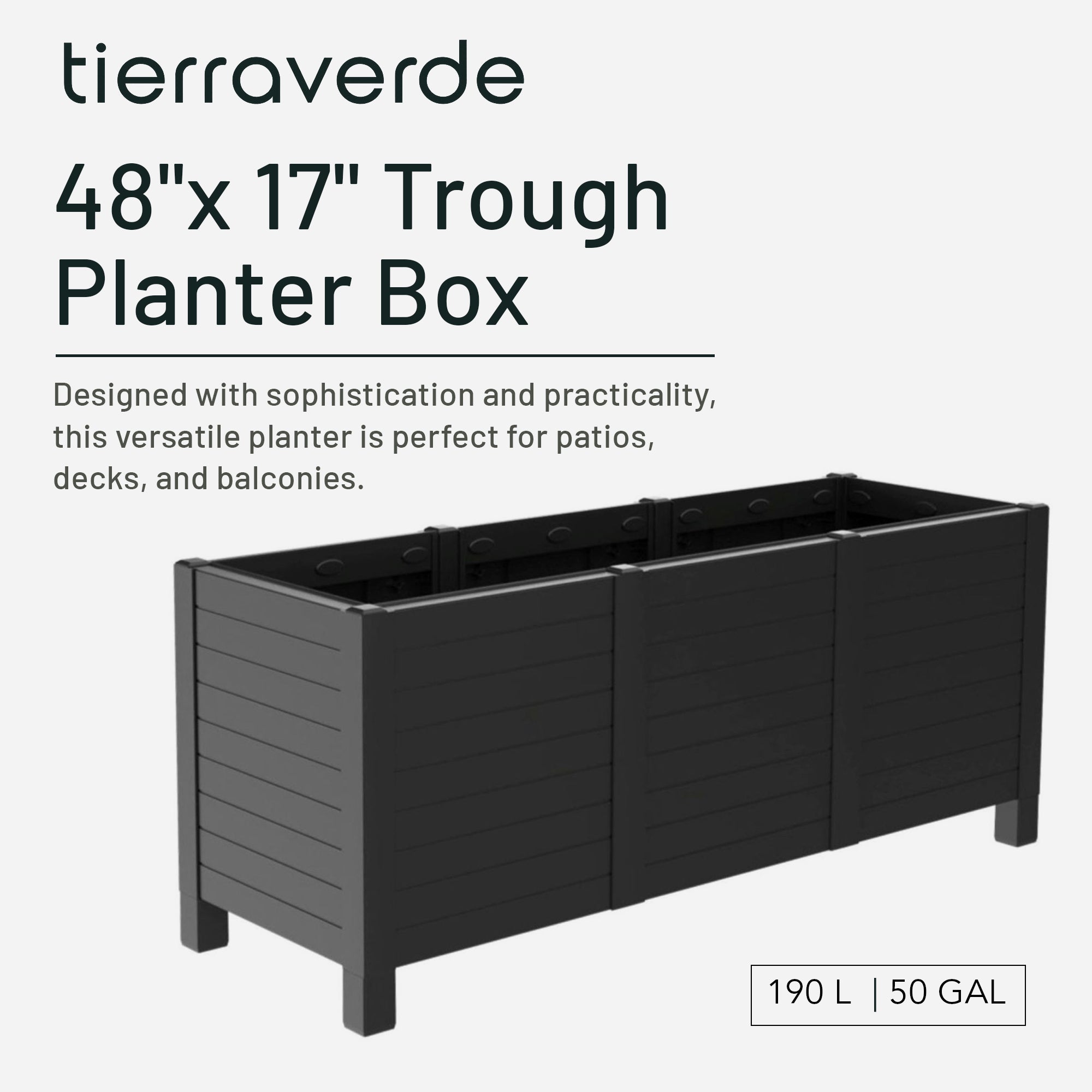 Tierra Verde 17-Inch x 48-Inch Raised Garden Trough Box for Patio or Deck (Used)