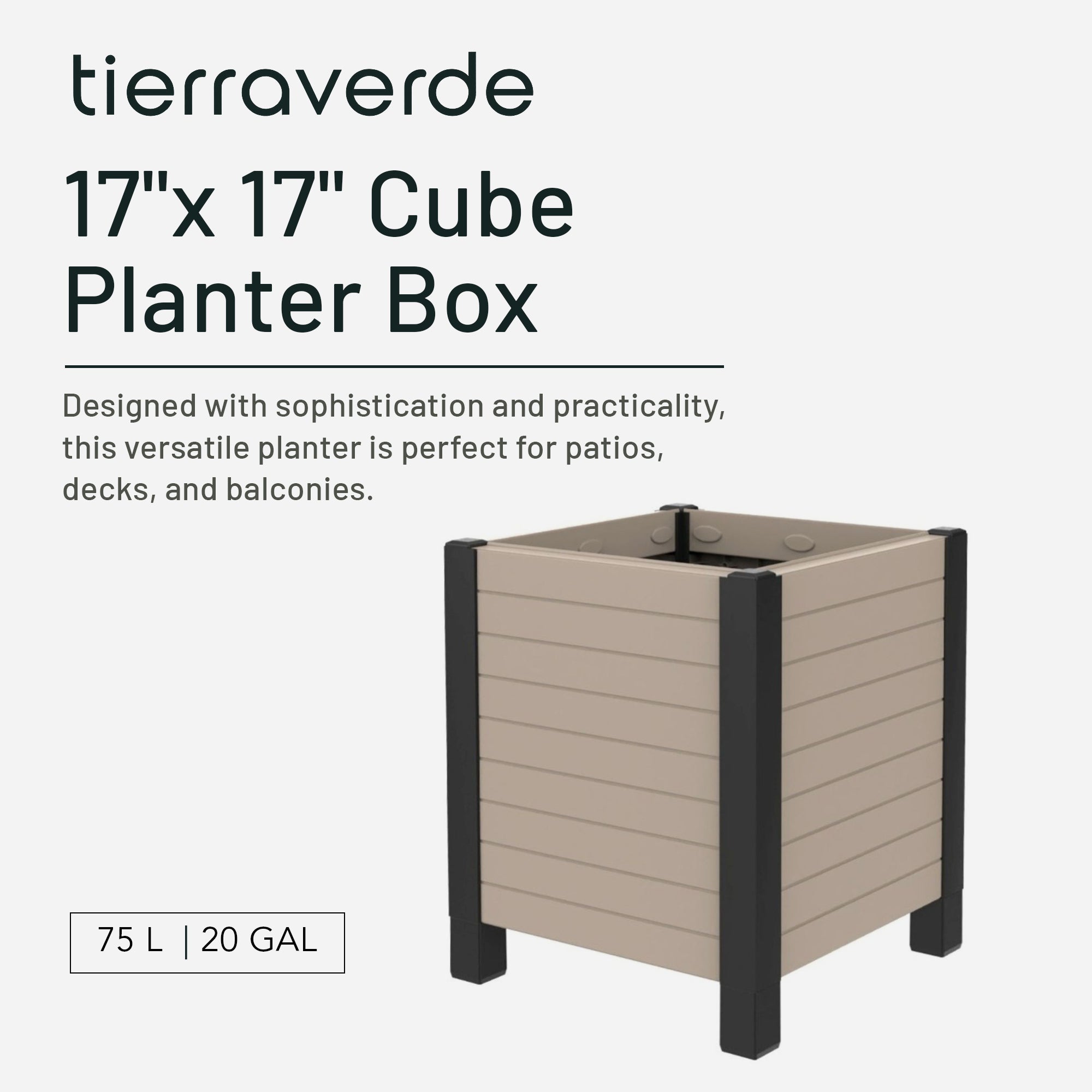 Tierra Verde 17-Inch x 17-Inch Flora Cube Planter Box for Patios or Decks (Used)