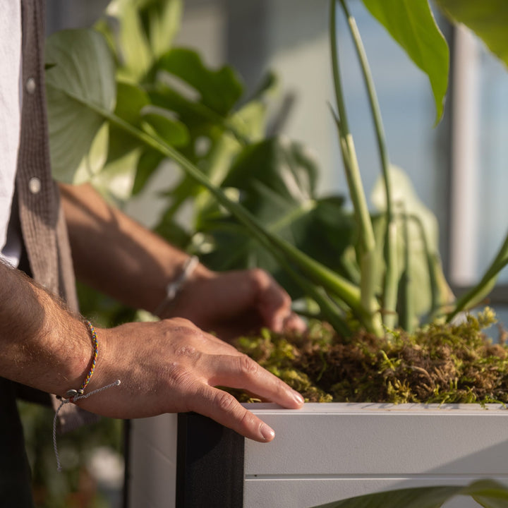 Tierra Verde 17-Inch x 17-Inch Flora Cube Planter Box for Patios or Decks, Khaki - VMInnovations