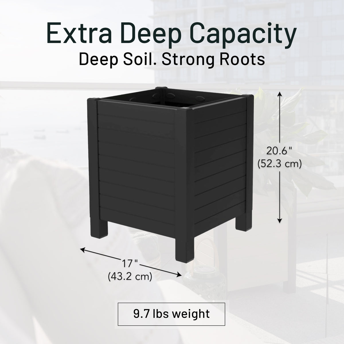 Tierra Verde 17-Inch x 17-Inch Flora Cube Planter Box for Patios/Decks(Open Box)