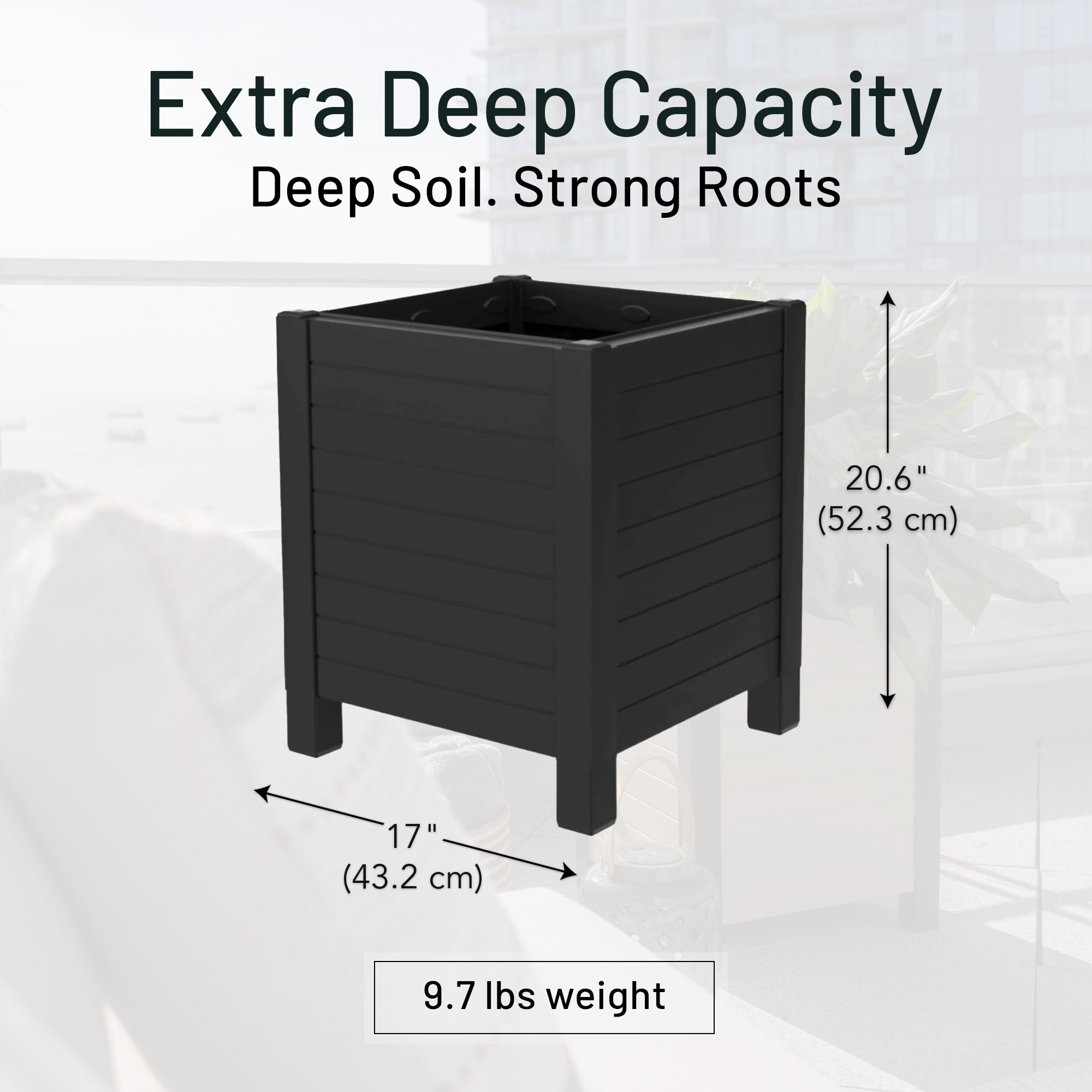 Tierra Verde 17-Inch x 17-Inch Flora Cube Planter Box for Patios/Decks(Open Box)
