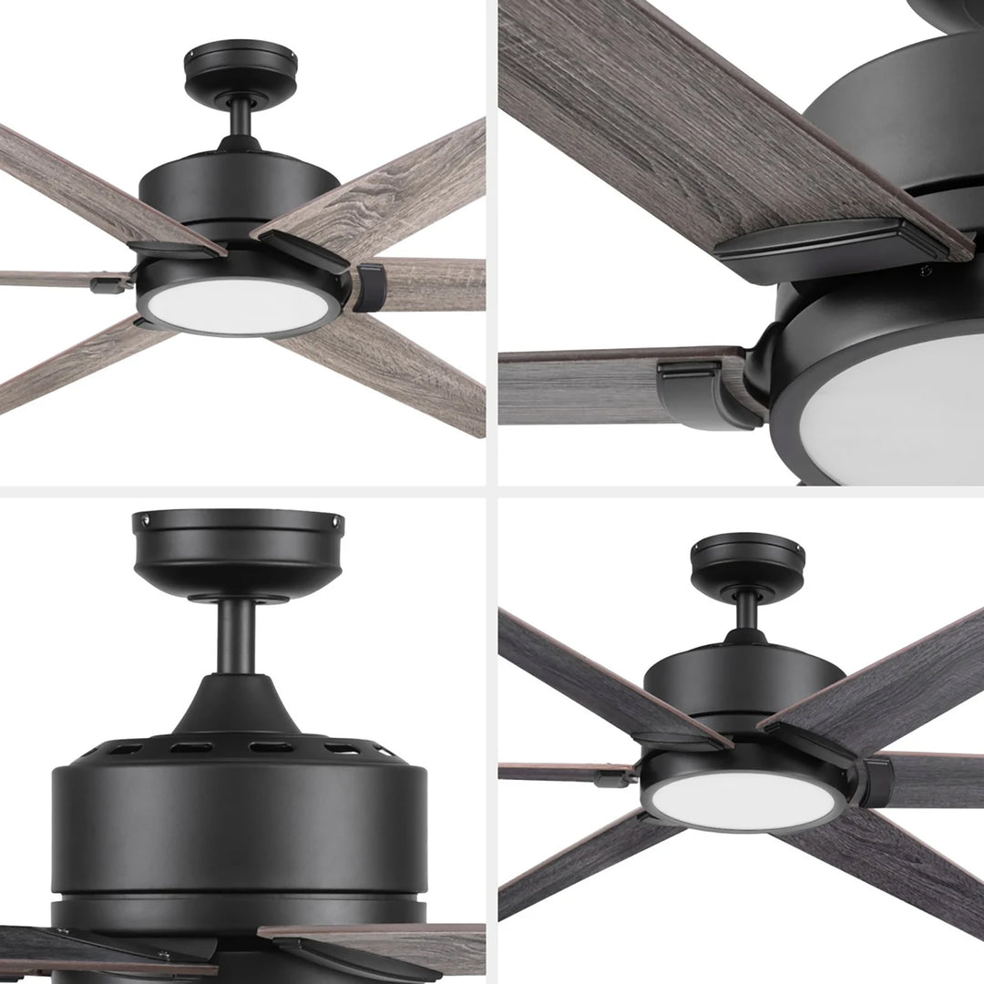 Honeywell Talbert Ceiling Fan, Color Changing LED and Remote, 62", Matte Black - VMInnovations