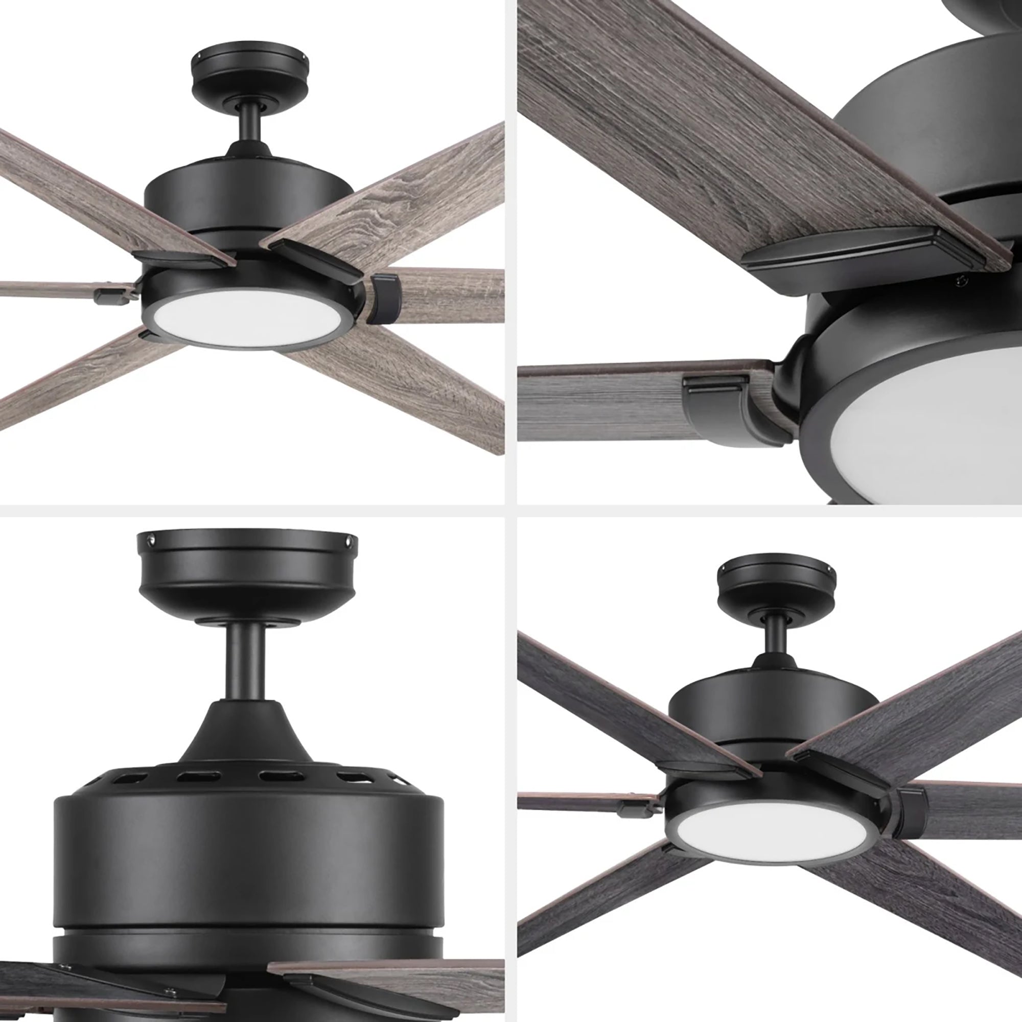 Honeywell Talbert Ceiling Fan, Color Changing LED and Remote, 62", Matte Black - VMInnovations