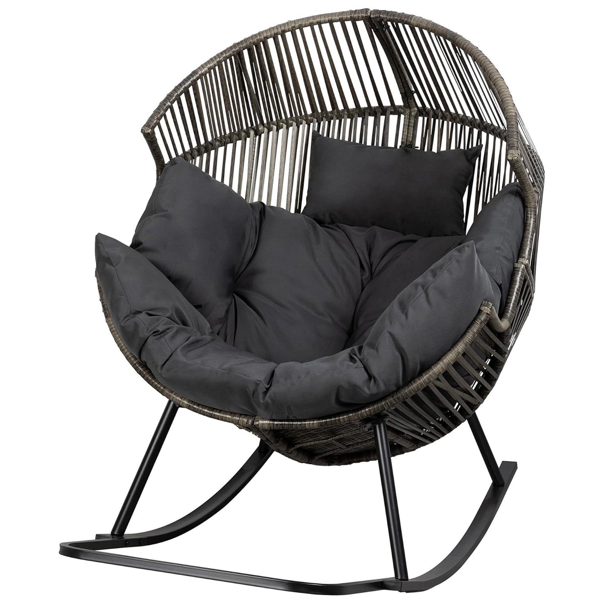 JAMFLY Egg Chair Outdoor Rocking Chair, Wicker Oversized Lounger (For Parts) - VMInnovations