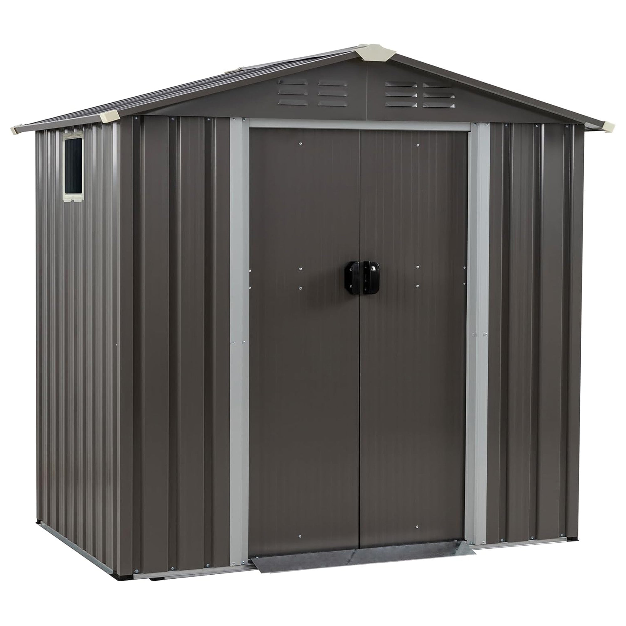 JYQAQA 6x4 FT Outdoor Storage Shed, Tool Shed w/Lockable Door, Gray(For Parts)