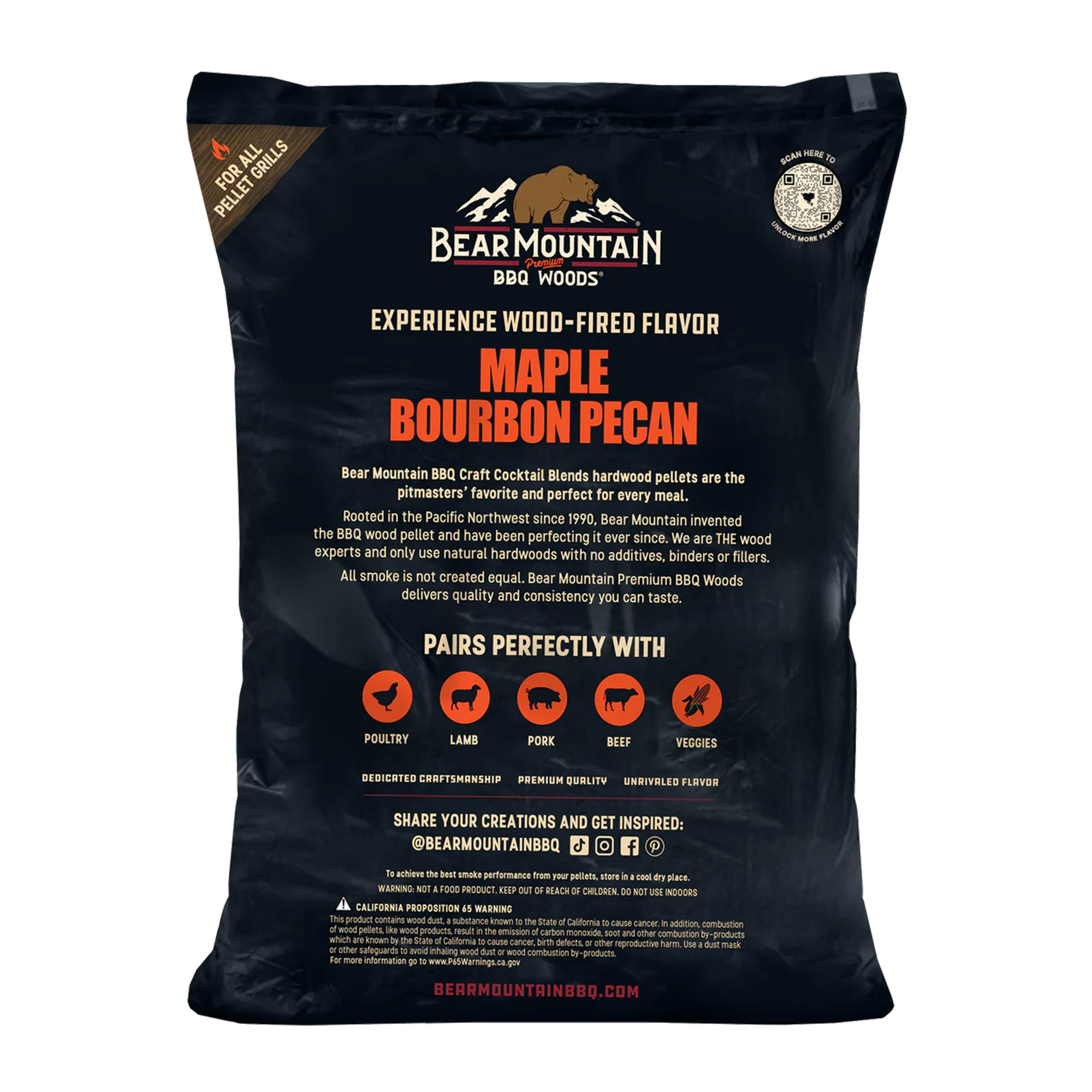 Bear Mountain BBQ All-Natural Maple Bourbon Pecan Smoker Pellets, 20 Lb Bag