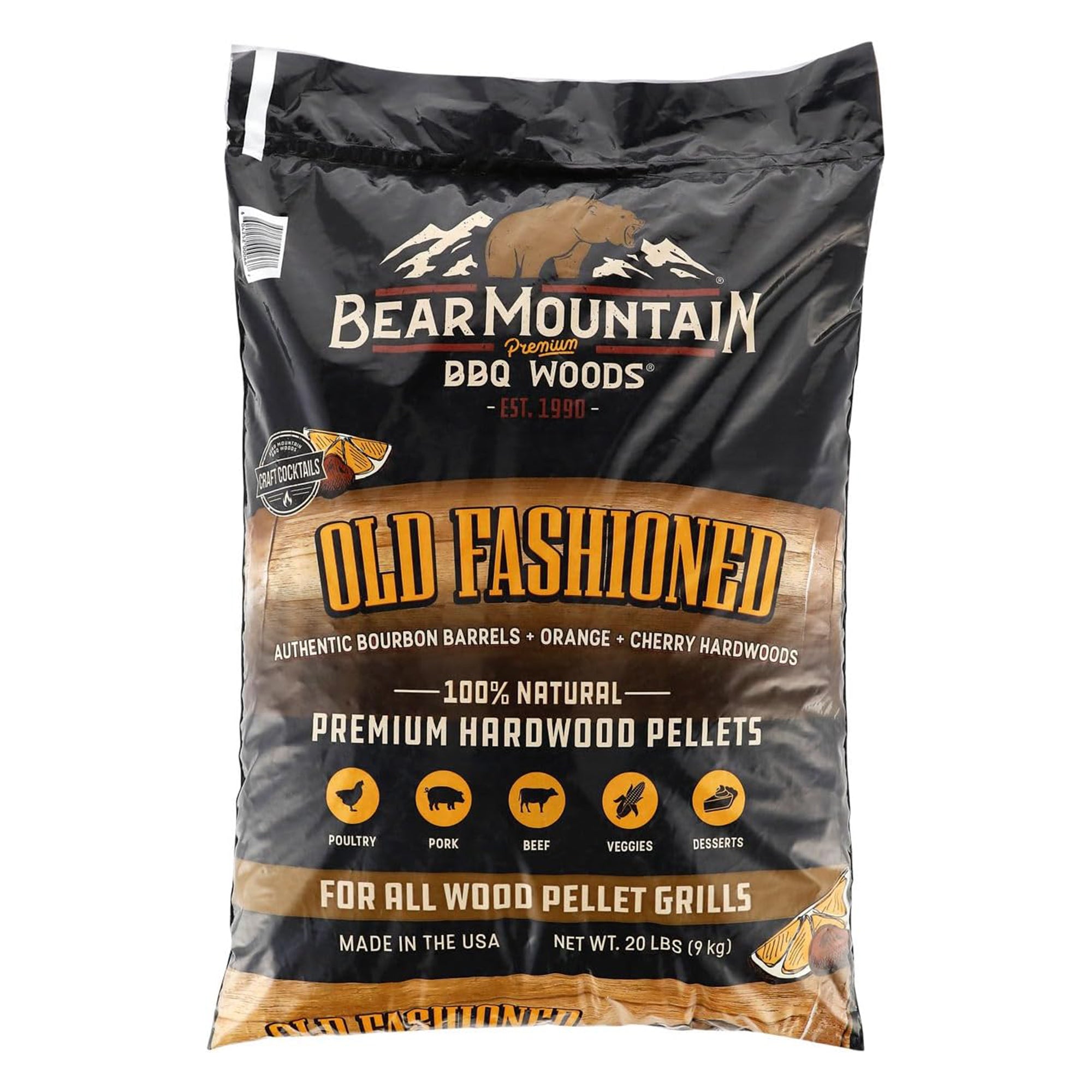 Bear Mountain BBQ All-Natural Old Fashioned Hardwood Smoker Pellets, 20 Lb Bag - VMInnovations