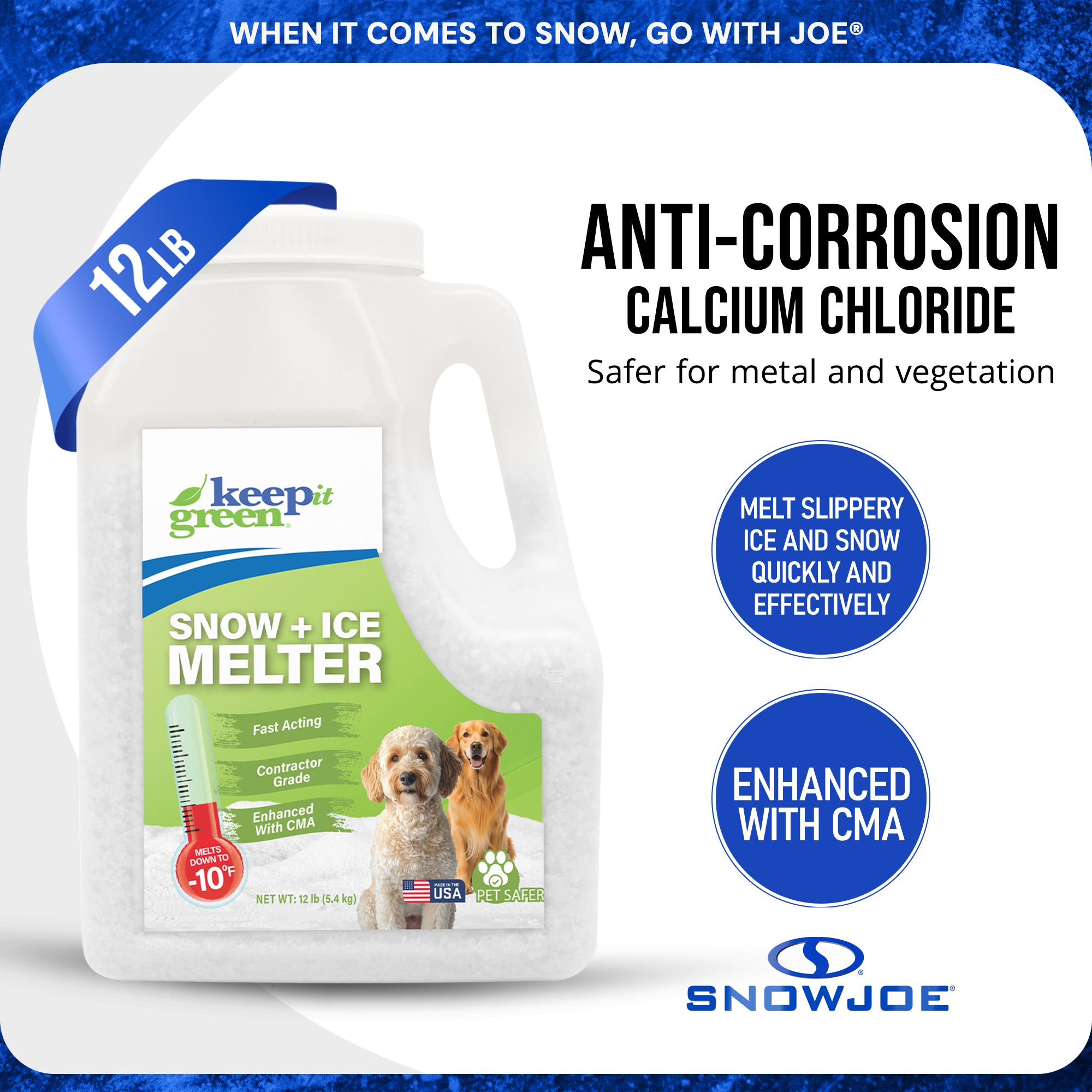 Snow Joe Keep It Green Ice and Snow Melter Salt Pellets with Green Tint, 12 lb. - VMInnovations