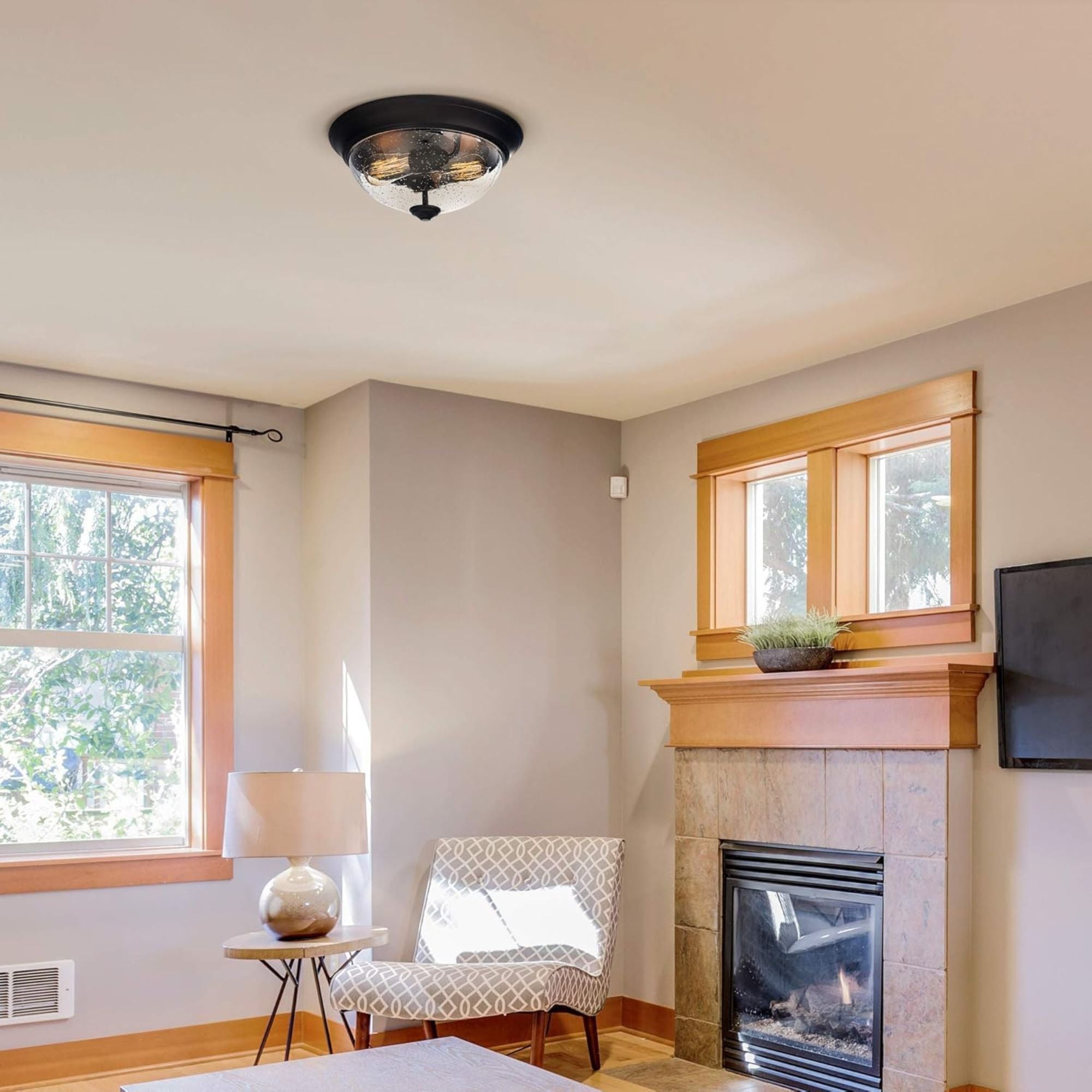 Prominence Home 13” Flush Mount Seeded Ceiling Light, Madalyn, Bronze (Open Box) - VMInnovations