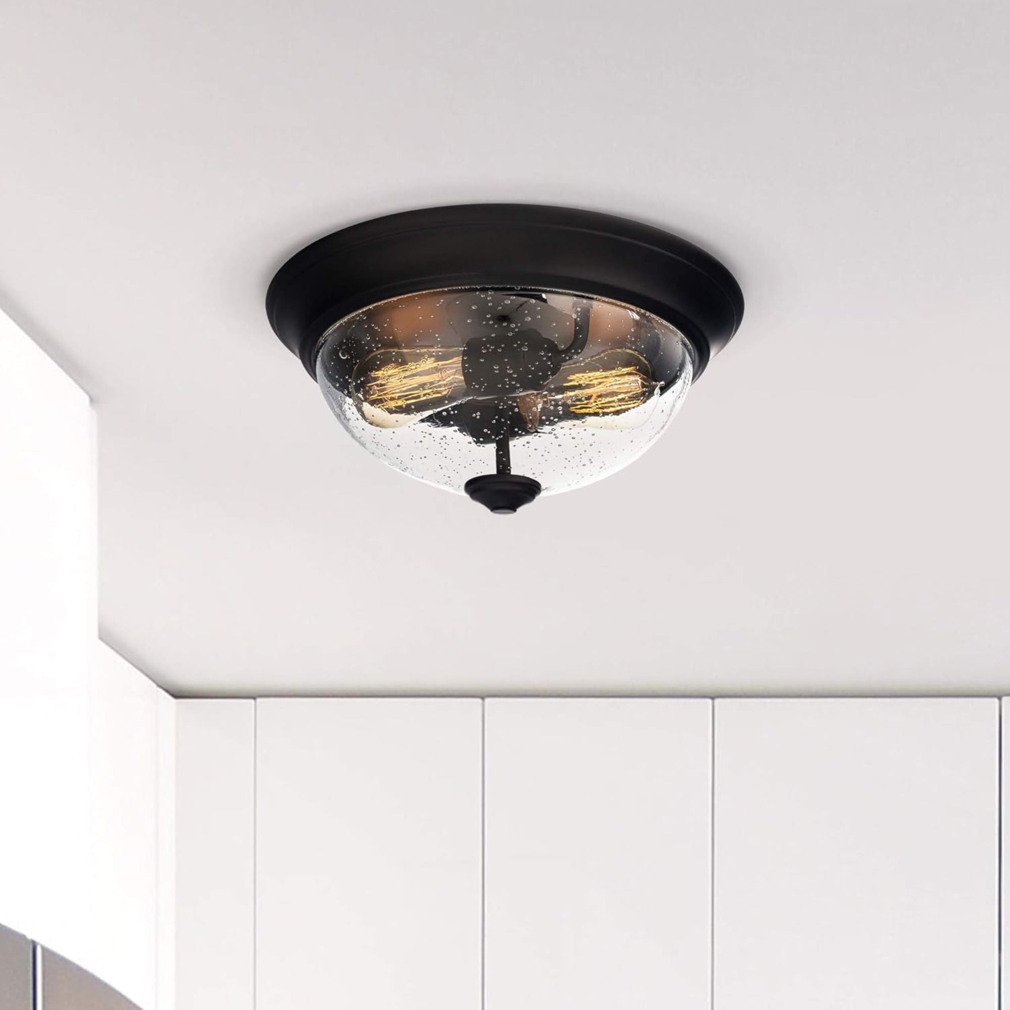 Prominence Home 13” Flush Mount Seeded Ceiling Light, Madalyn, Bronze (Open Box) - VMInnovations