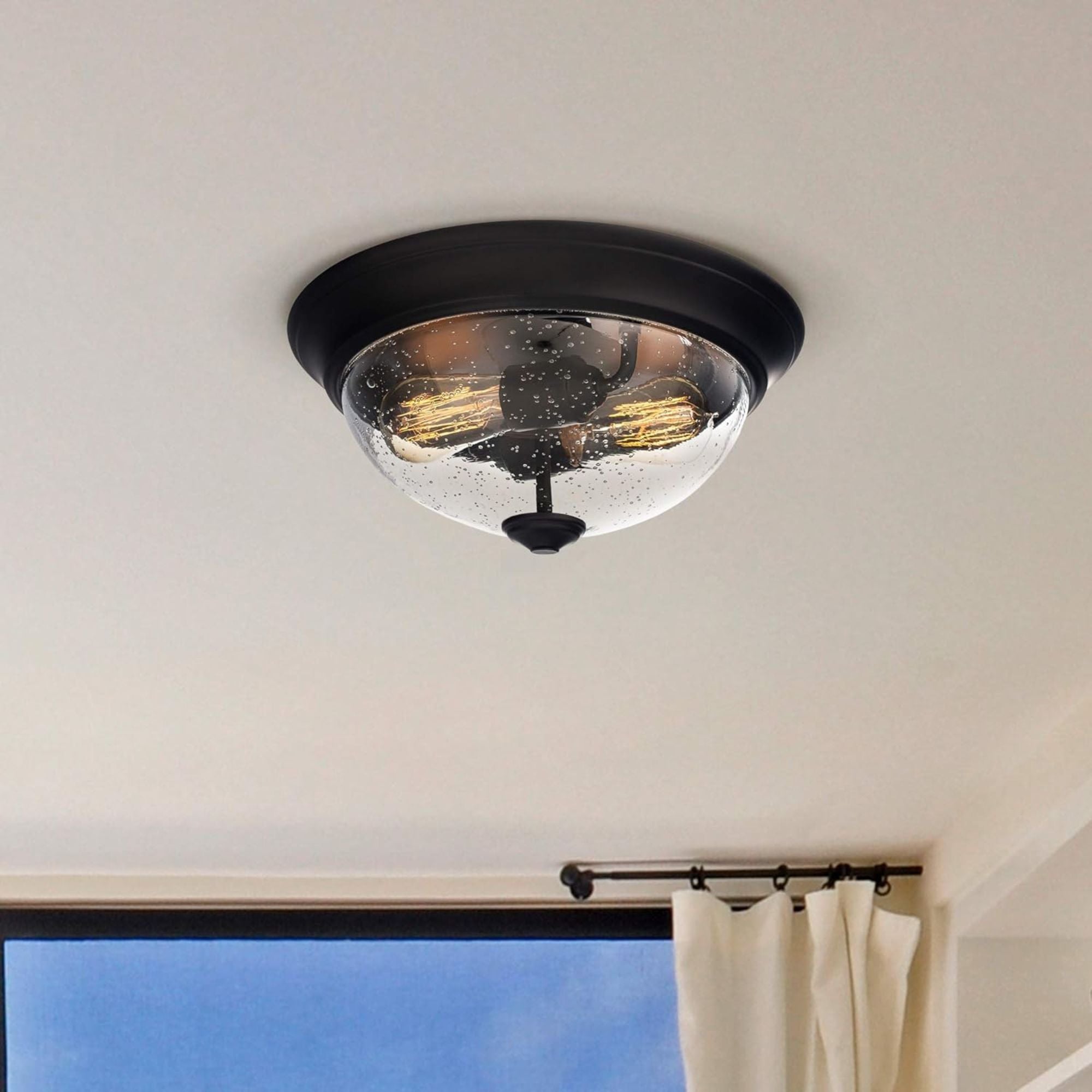 Prominence Home 13” Flush Mount Seeded Ceiling Light, Madalyn, Bronze (Open Box) - VMInnovations