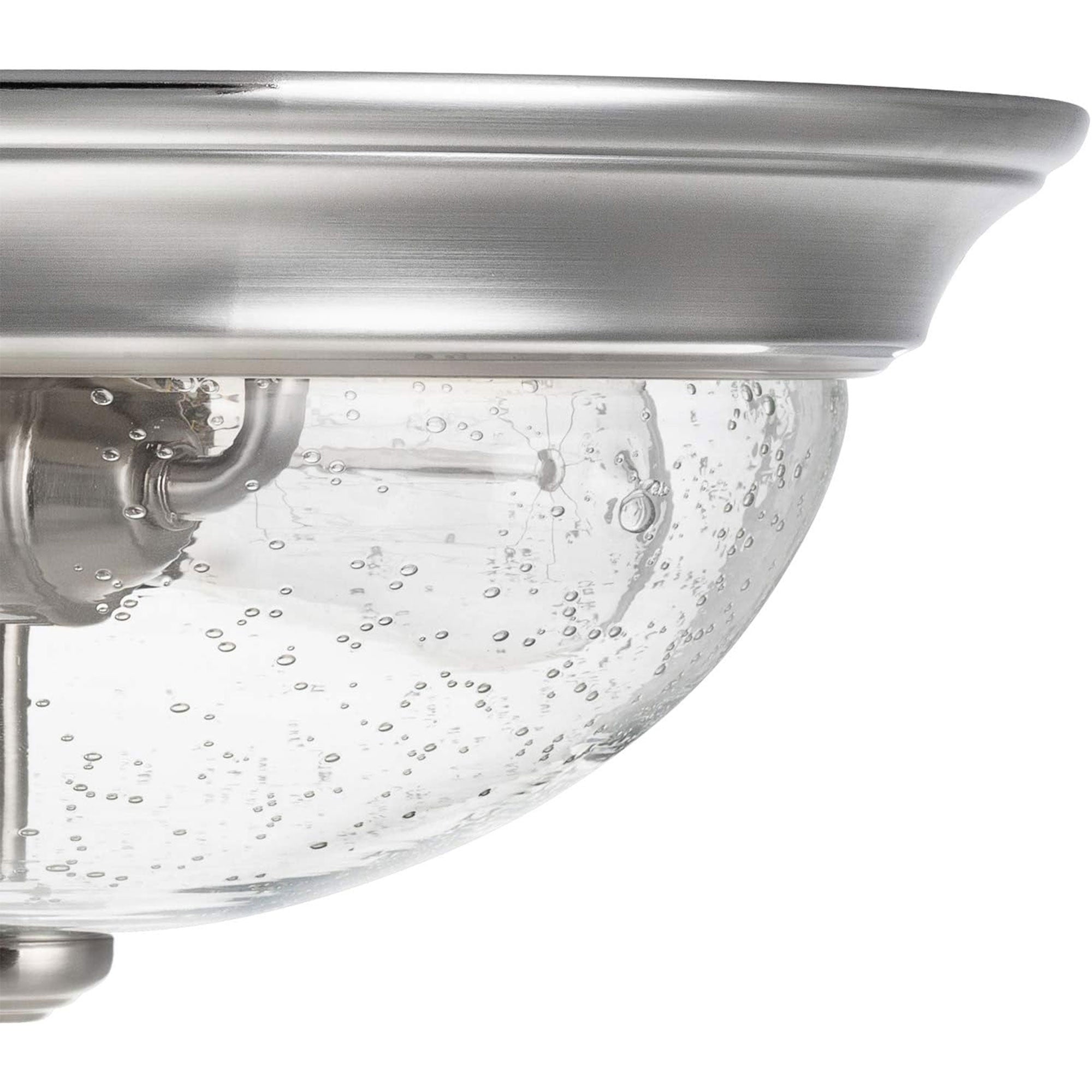 Prominence Home 3 Pack 13” Flush Mount Seeded Ceiling Light, Madalyn, Nickel