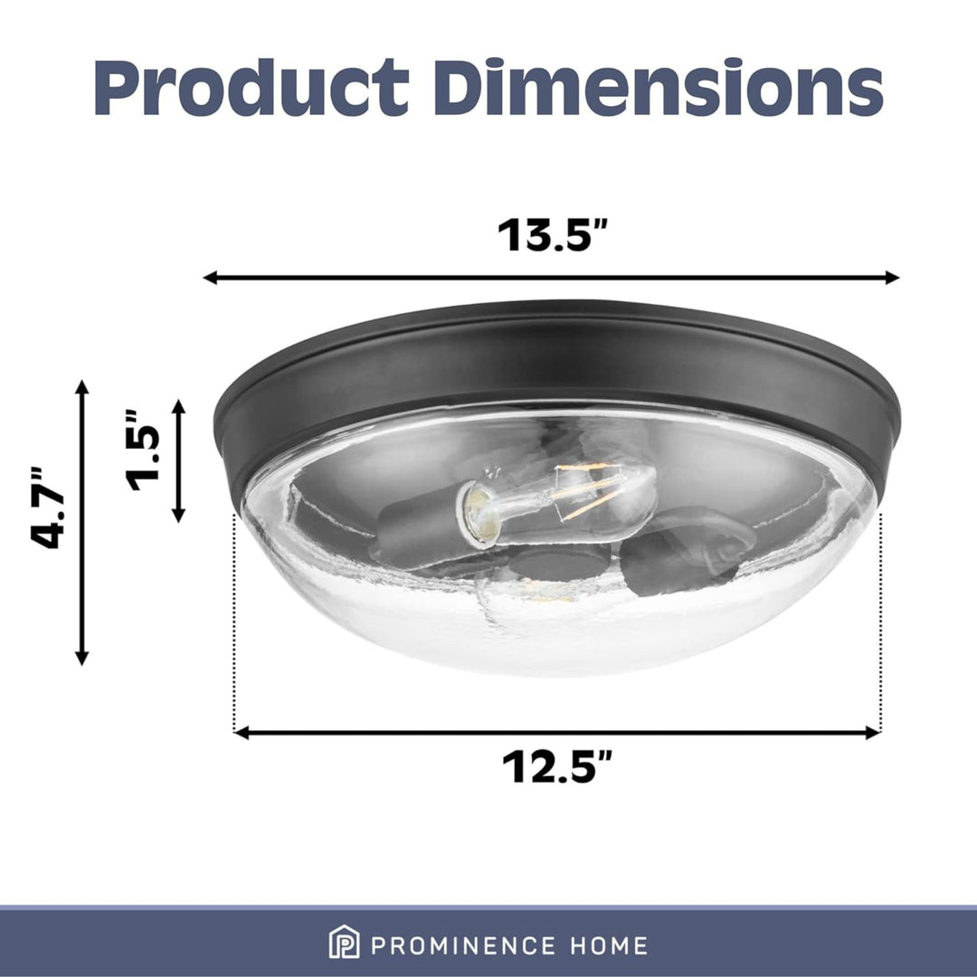 Prominence Home Madalyn 13" Flush Mount Ceiling Light, Clear Round Glass, Bronze - VMInnovations